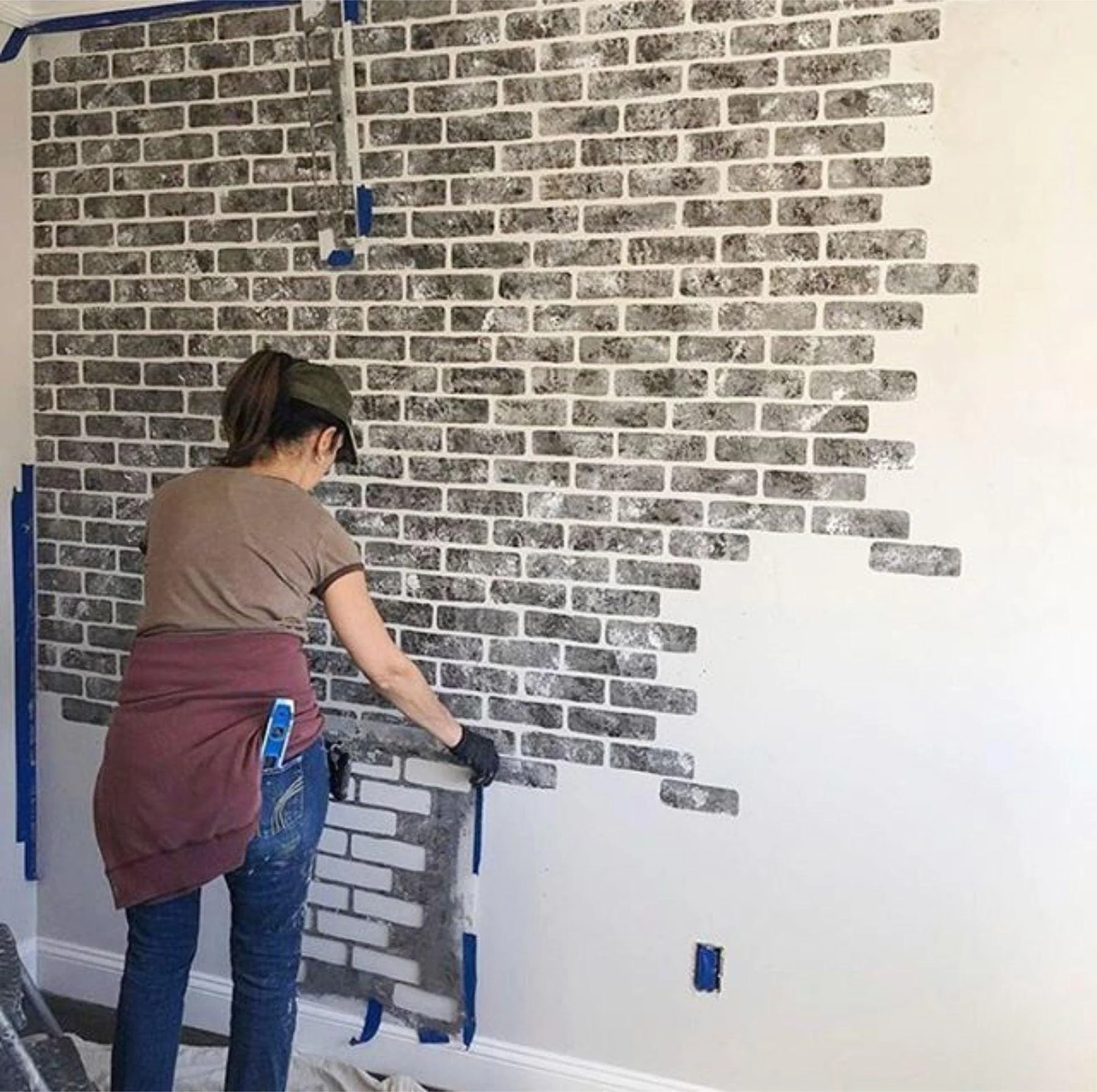 Brick Wall Reusable Stencil For Canvas And Wall Painting.ID #457 - Image 3