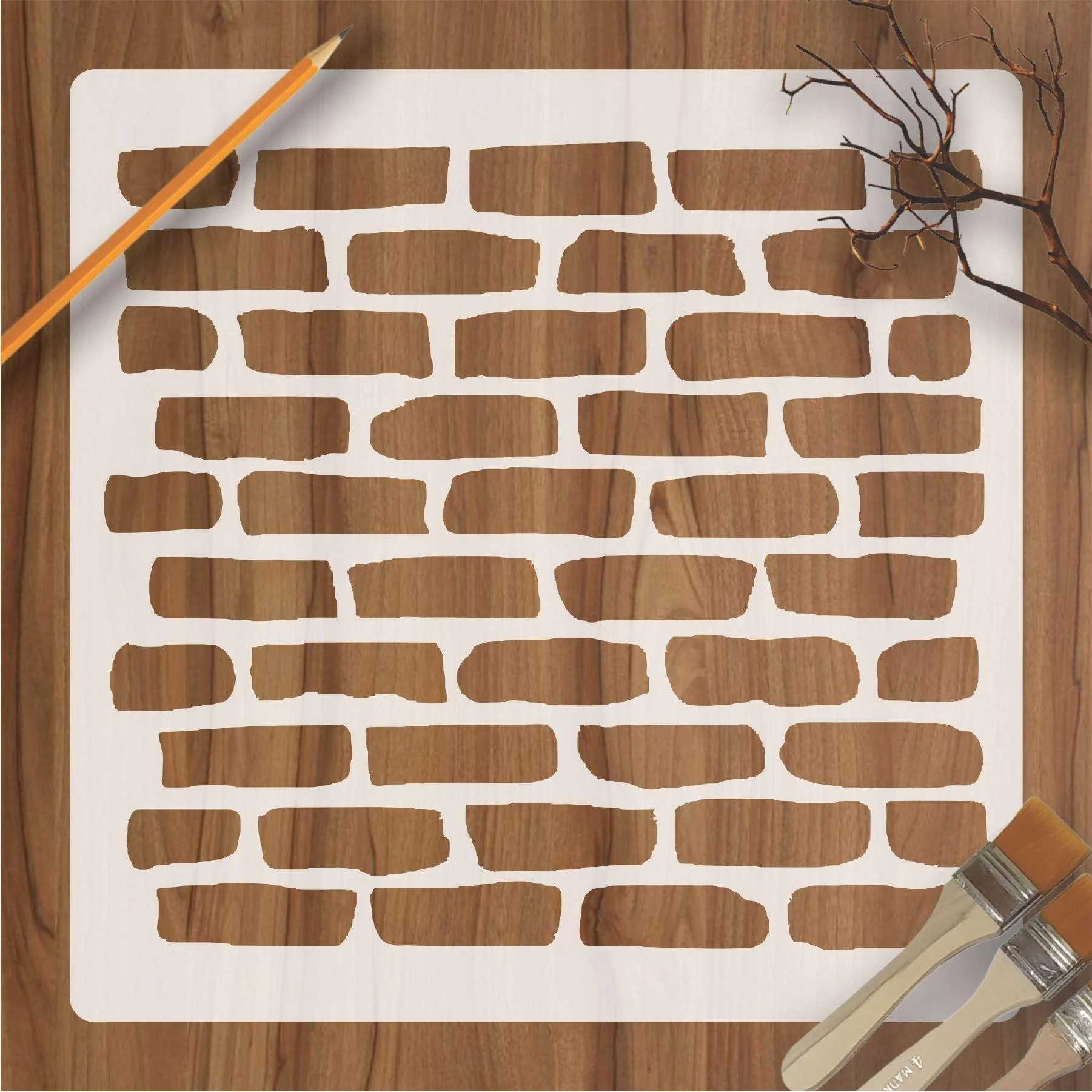 Brick Wall Reusable Stencil For Canvas And Wall Painting.ID #457 - Image 4