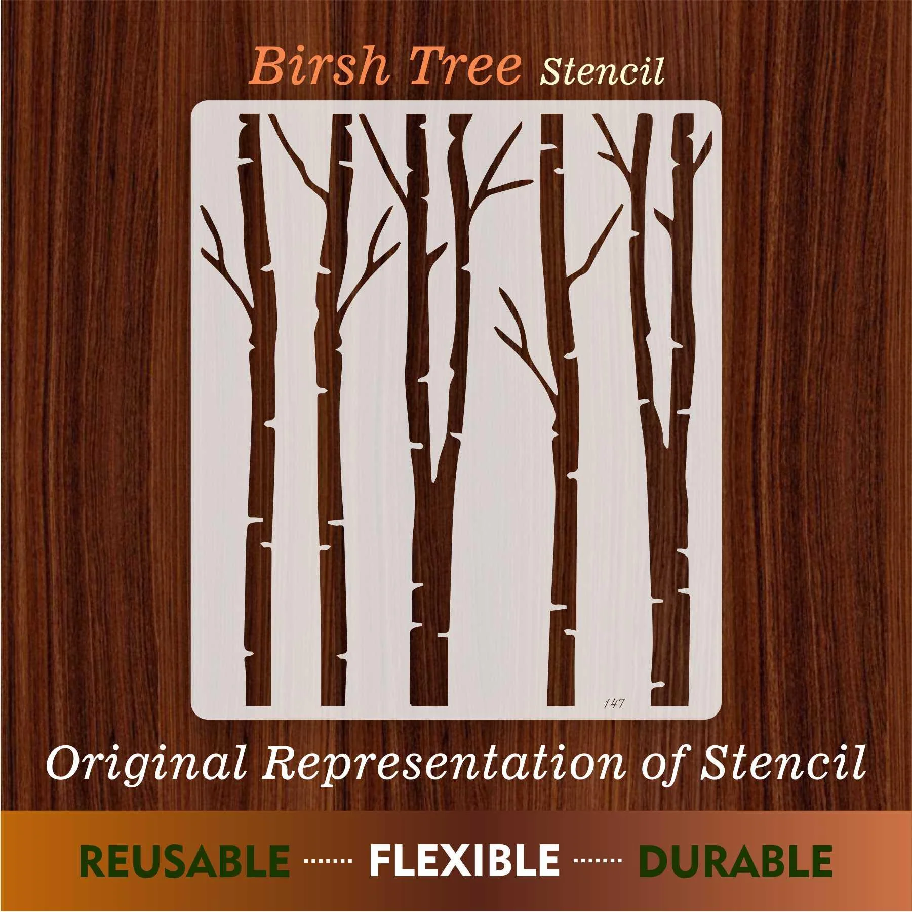 Brish Tree Reusable Stencil For Canvas And Wall Painting.ID#147 - Image 6
