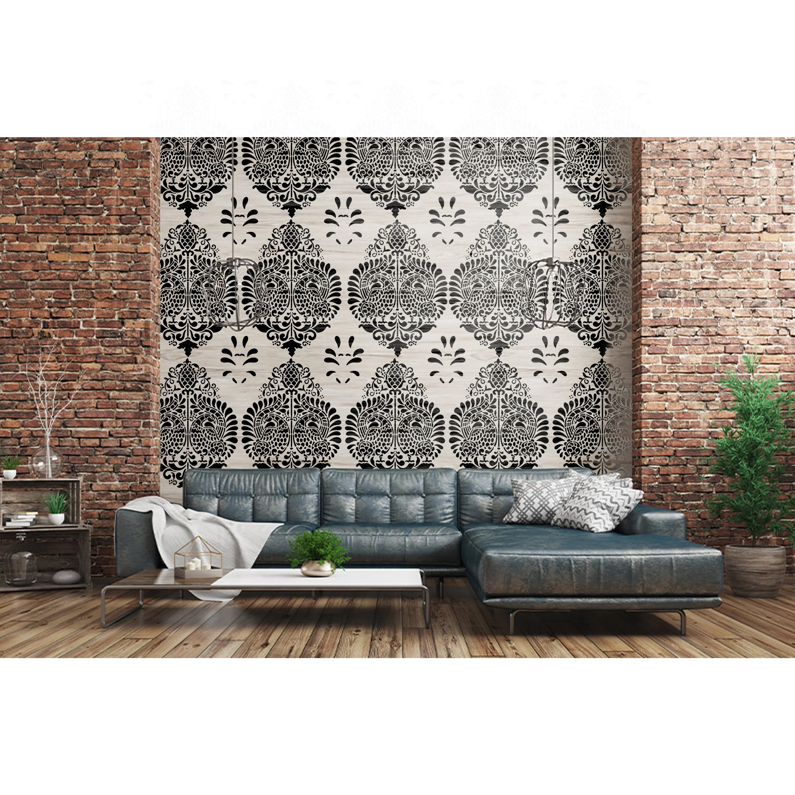 Brocade Design Stencil Used for Stone Wall Painting Spray Hollow DIY Template Cake Template. ID #526 - Image 6