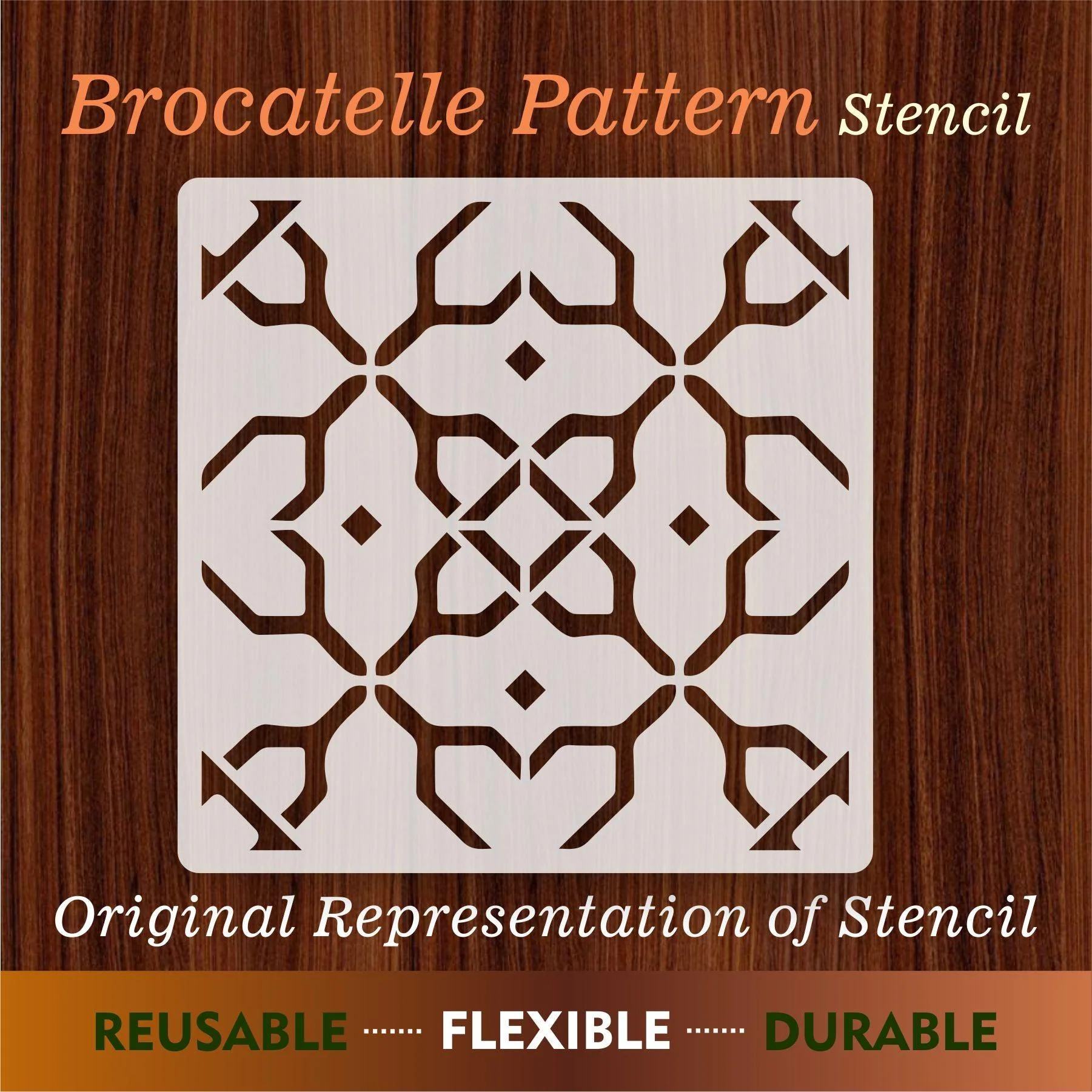 Brocatelle Pattern Reusable Stencil For Canvas And Wall Painting.ID#190 - Image 8