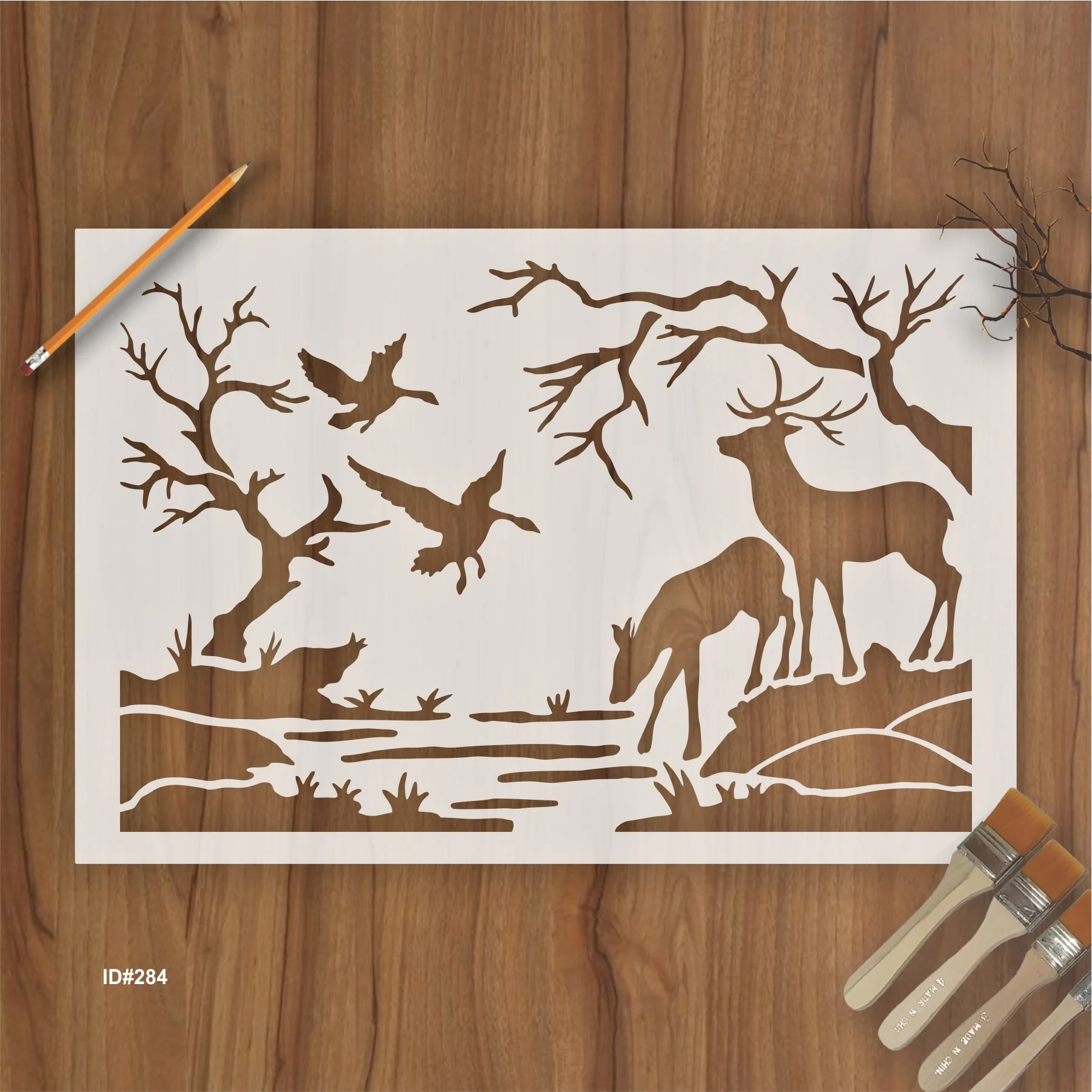 Buck Deer Drinking Stencil Wall Painting Scrapbook Coloring Embossing Album Decorative Template.ID #284