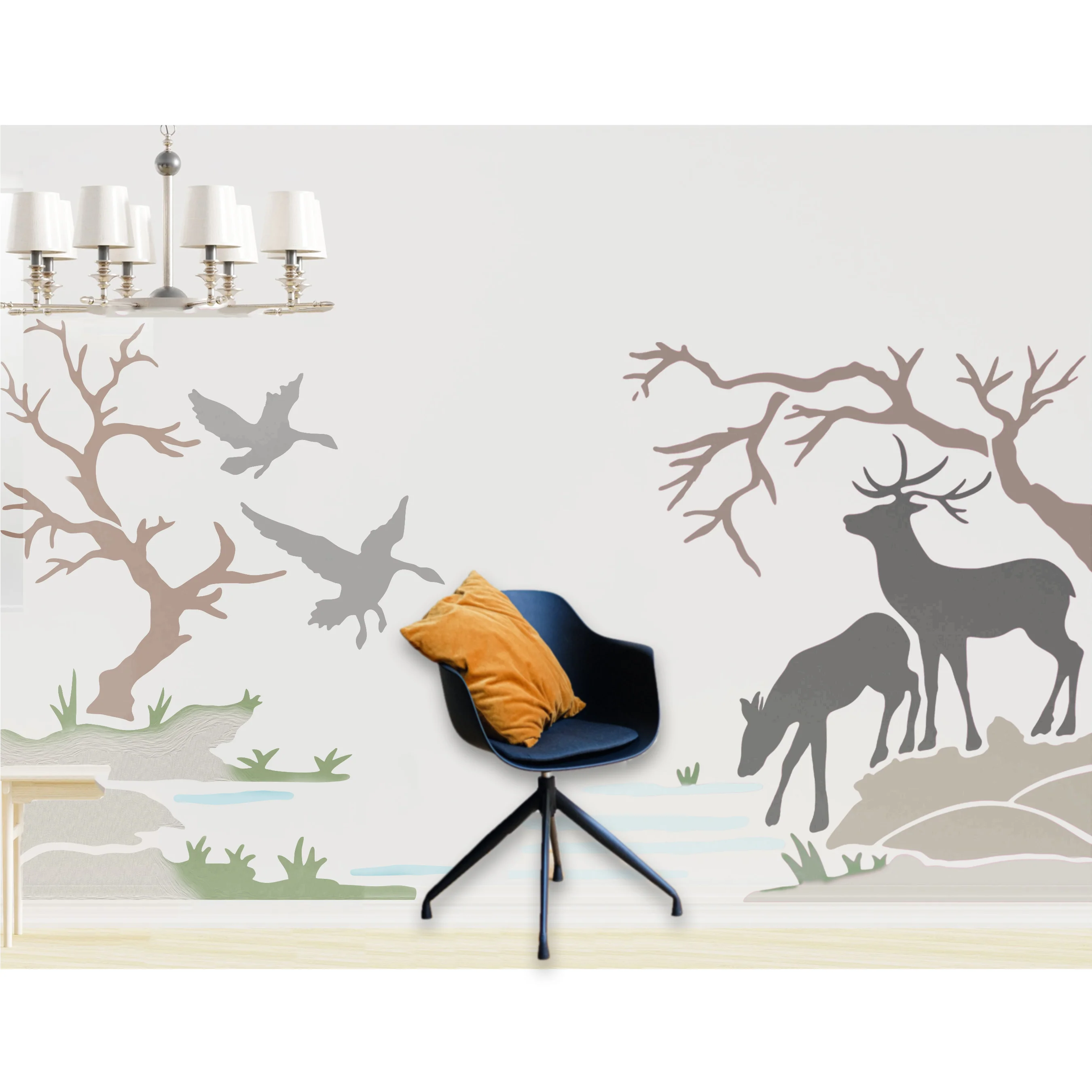 Buck Deer Drinking Stencil Wall Painting Scrapbook Coloring Embossing Album Decorative Template.ID #284 - Image 3