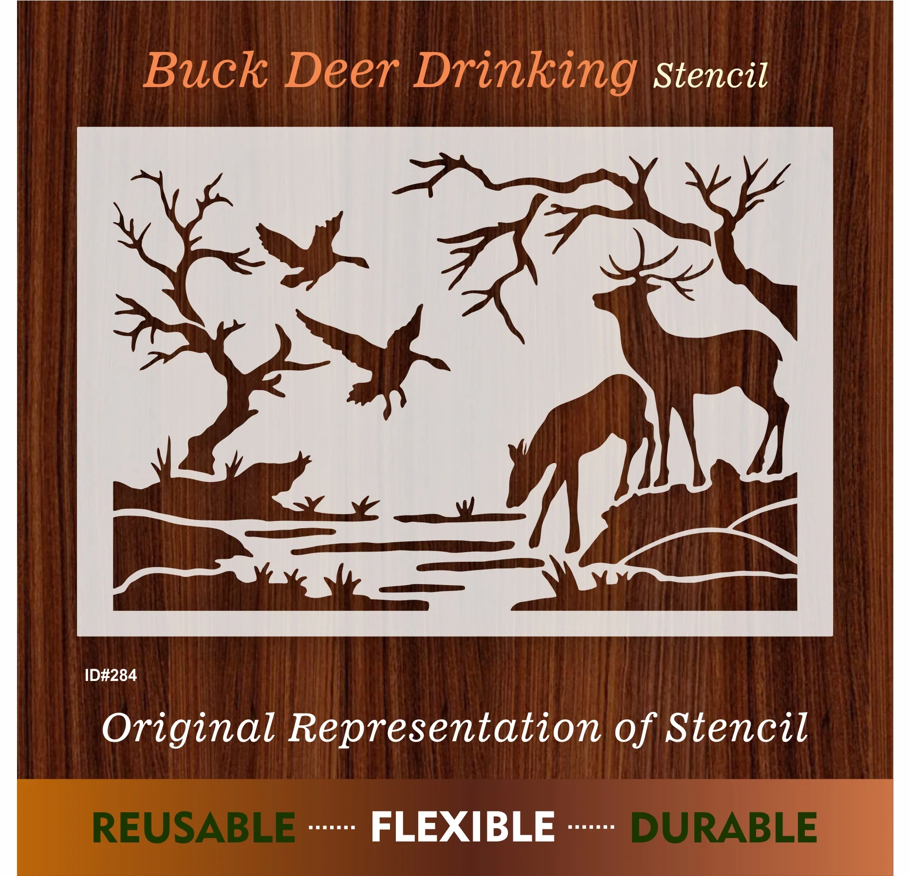 Buck Deer Drinking Stencil Wall Painting Scrapbook Coloring Embossing Album Decorative Template.ID #284 - Image 6