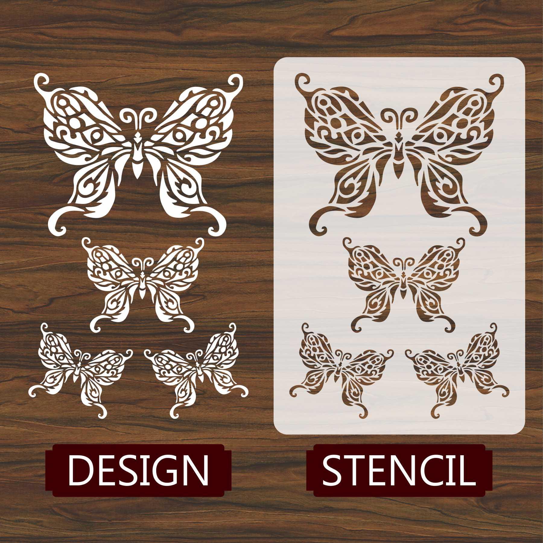Butterflies Reusable Stencil for Canvas and wall painting.ID#93 - Image 2