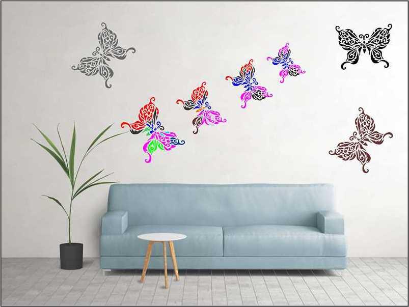 Butterflies Reusable Stencil for Canvas and wall painting.ID#93 - Image 3
