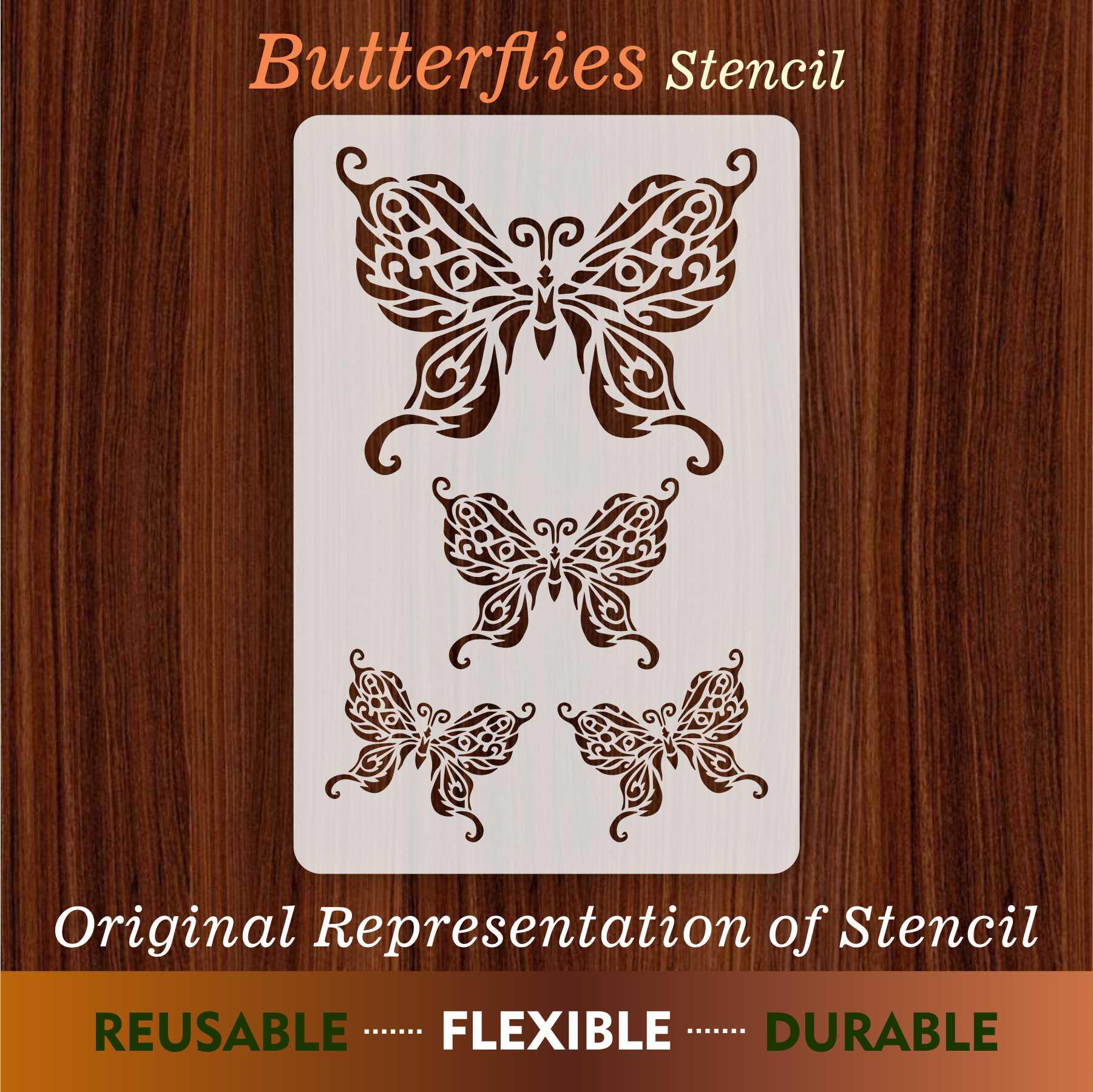 Butterflies Reusable Stencil for Canvas and wall painting.ID#93 - Image 6