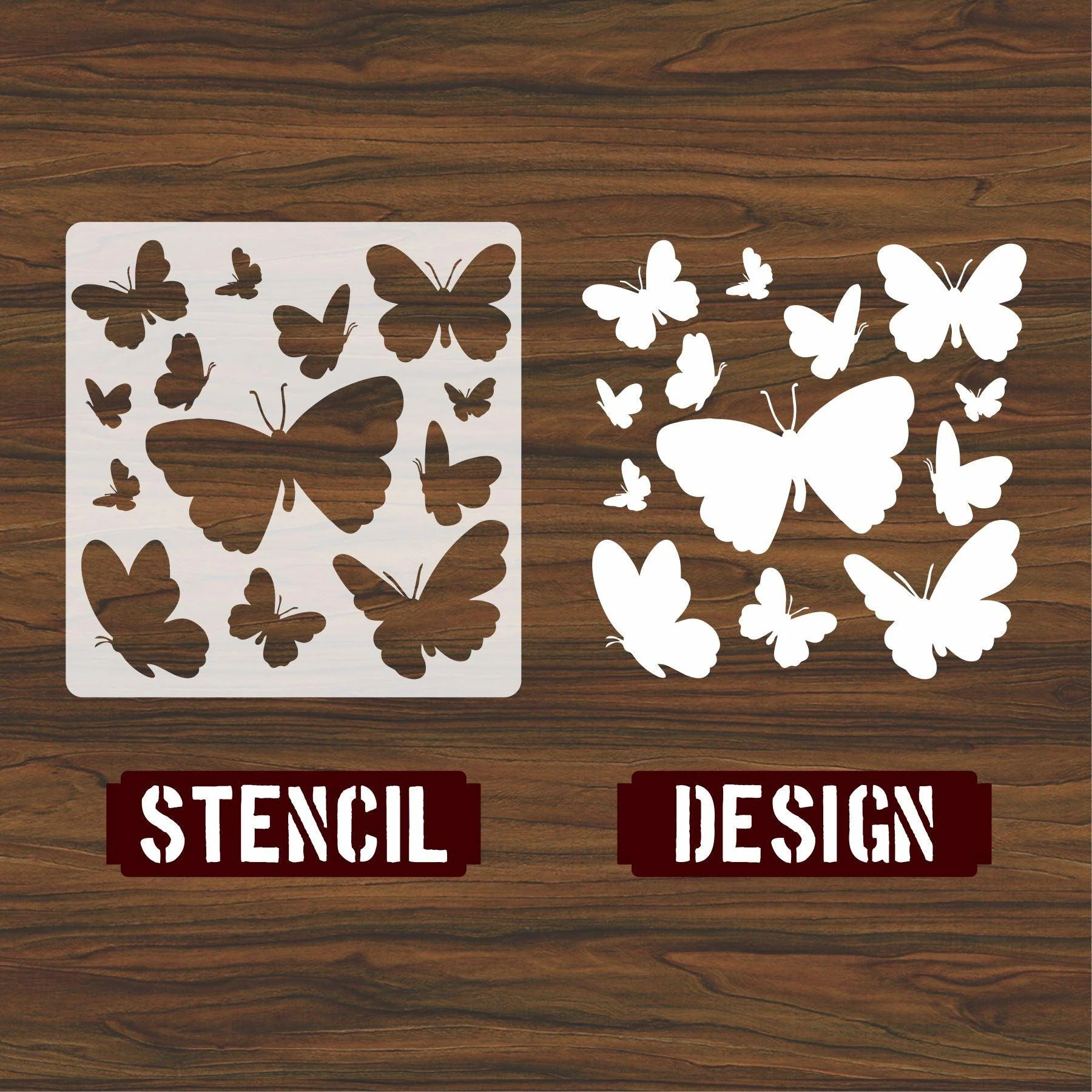 Butterfly Reusable Stencil for Canvas and wall painting.ID#25 - Image 4