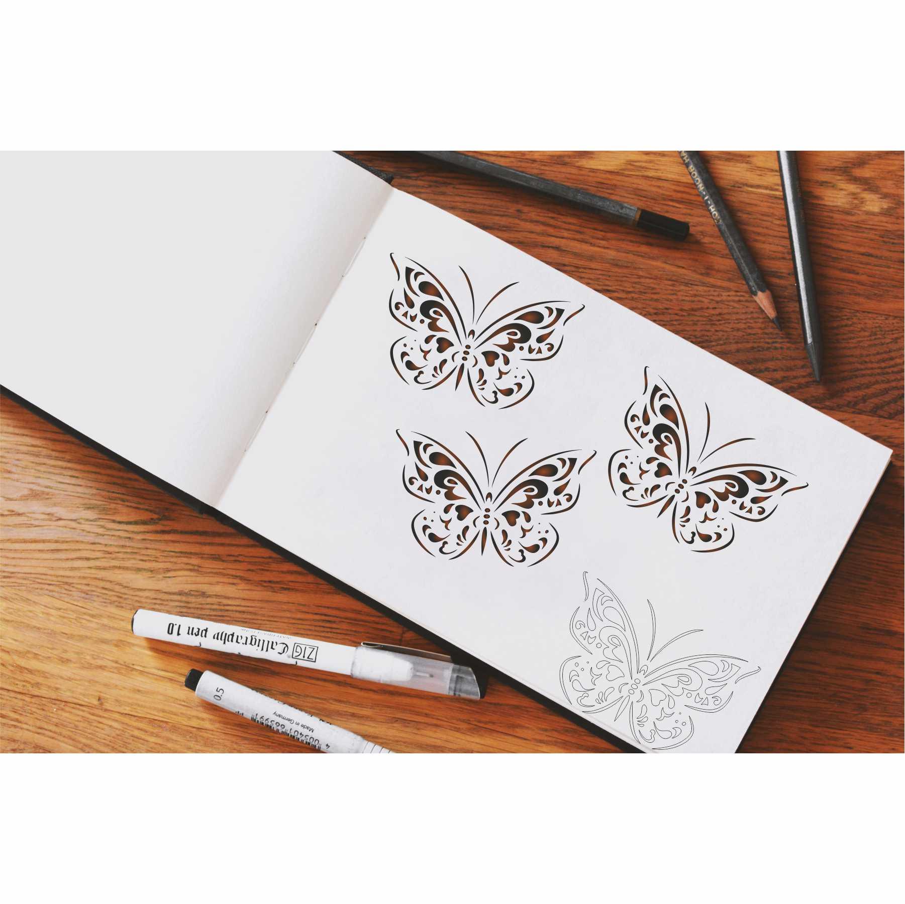 Butterfly Reusable Stencil for Canvas and wall painting.ID# 428 - Image 6