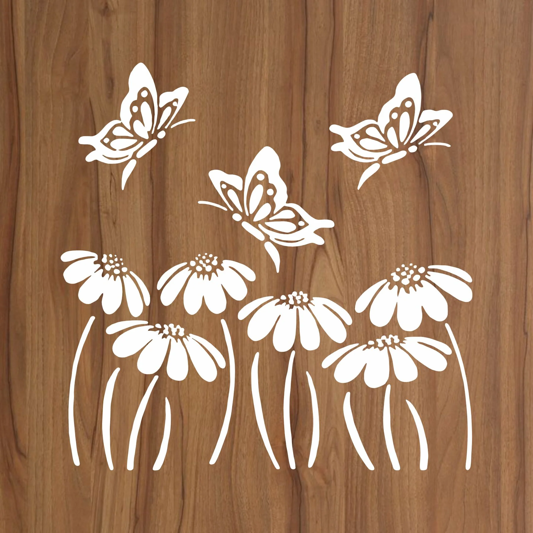 Butterfly With flower Reusable Stencil For Canvas And Wall Painting.ID #323 - Image 2