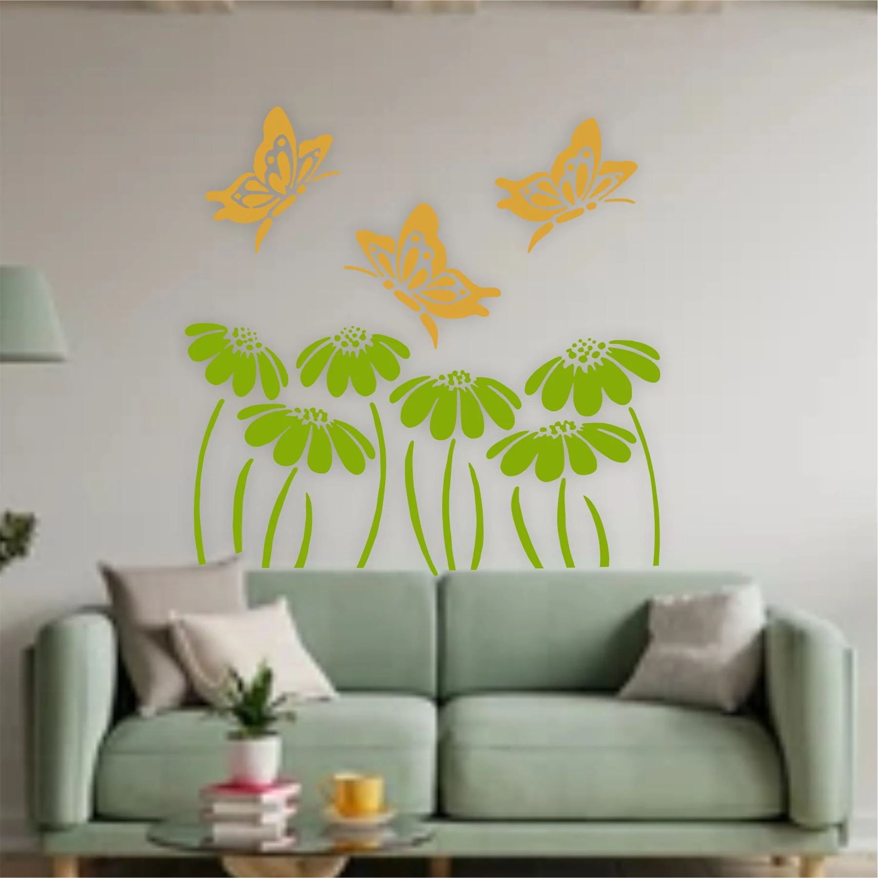 Butterfly With flower Reusable Stencil For Canvas And Wall Painting.ID #323 - Image 5