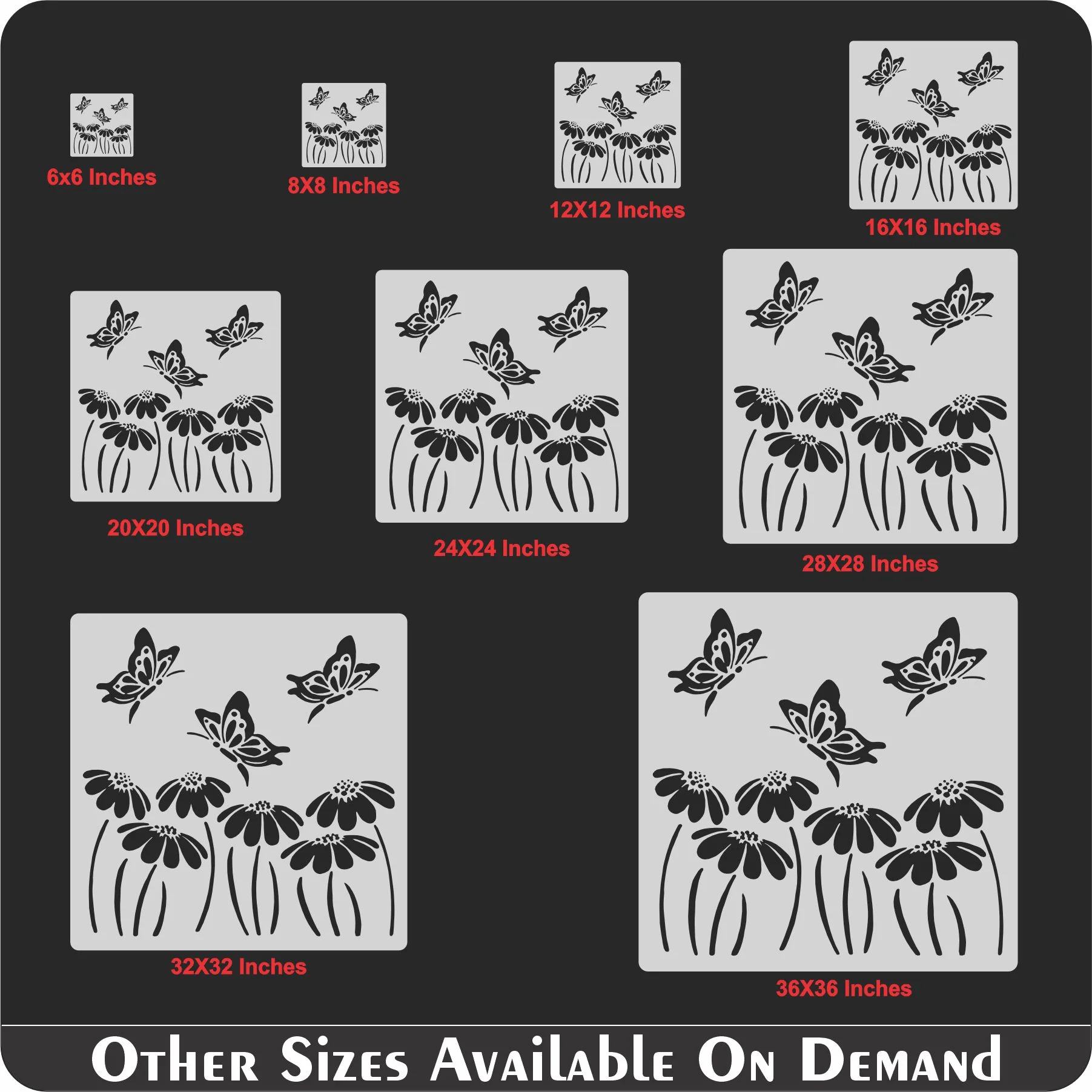 Butterfly With flower Reusable Stencil For Canvas And Wall Painting.ID #323 - Image 7
