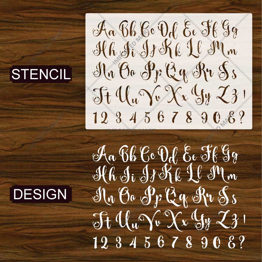 Calligraphic Cursive Alphabet Stencil Pack for Wall, Wood & Fabric Art – Elegant Script Lettering Design – ID# 784 - Image 4