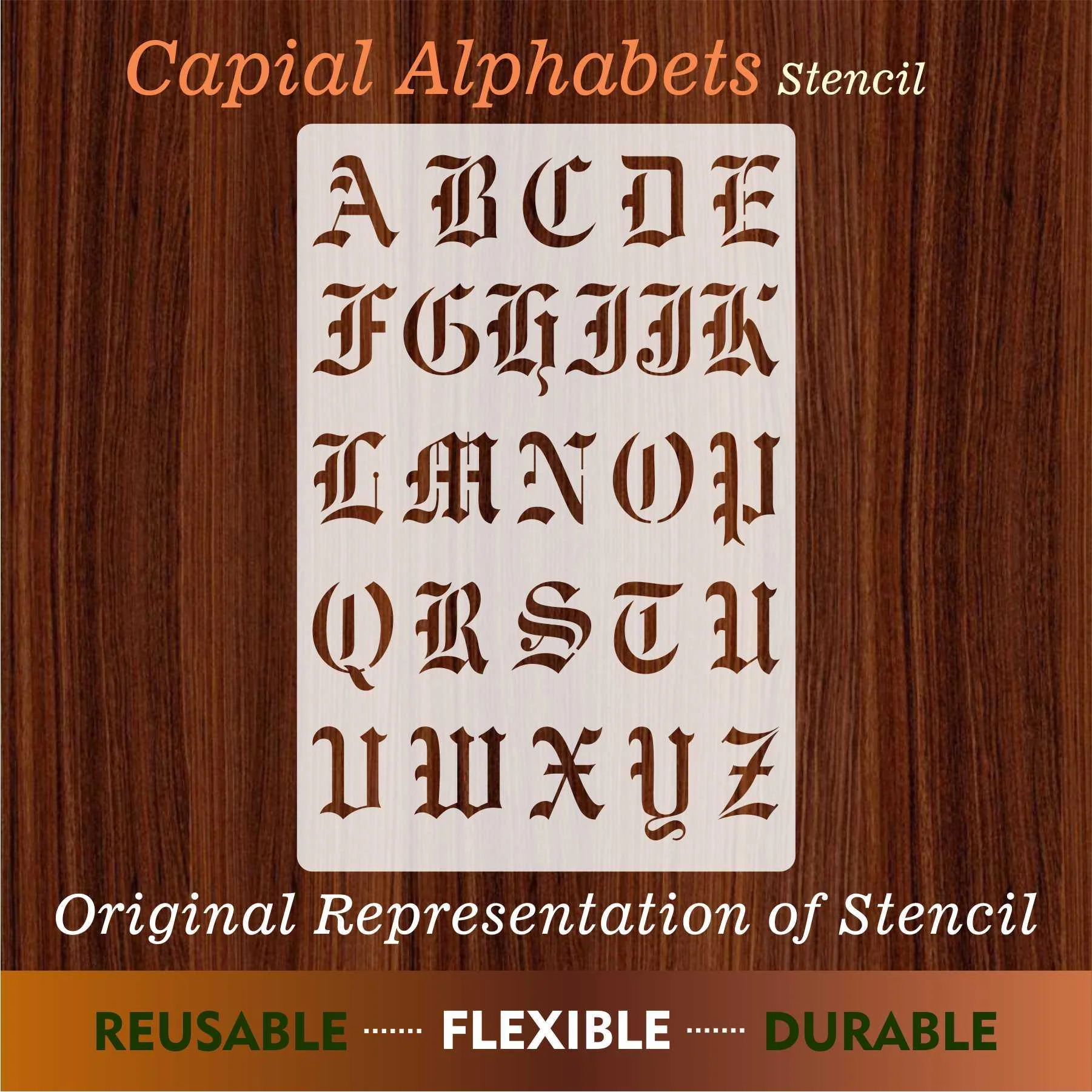 English Capital Alphabets Reusable Stencil for Canvas and wall painting.ID# 438 - Image 8