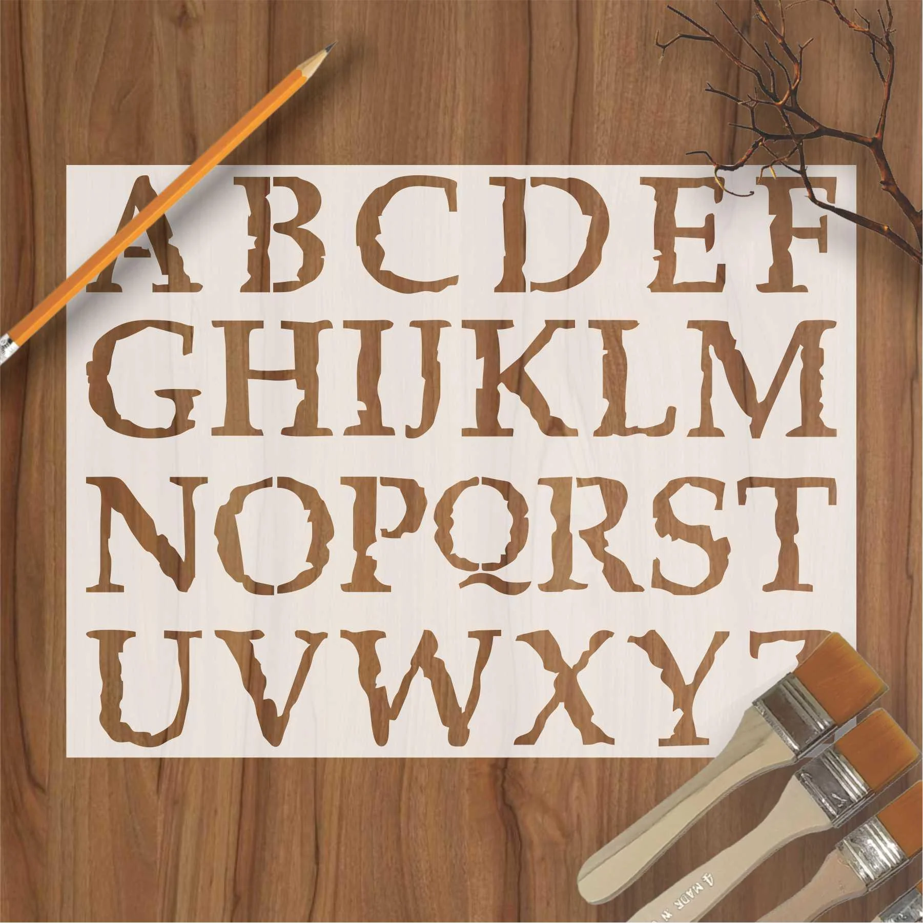 English Capital Alphabets Reusable Stencil for Canvas and wall painting.ID# 433