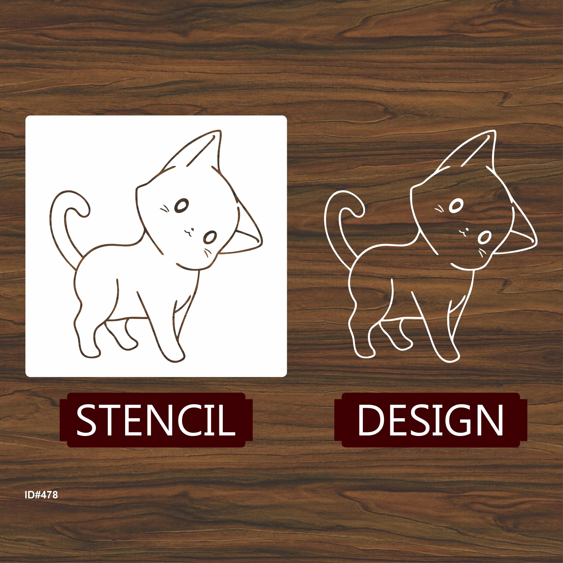 Cat Reusable Stencil For Canvas And Wall Painting.ID #478 - Image 4