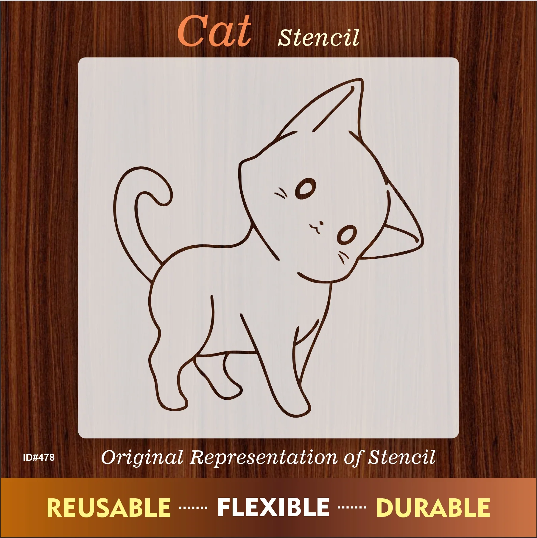 Cat Reusable Stencil For Canvas And Wall Painting.ID #478 - Image 7