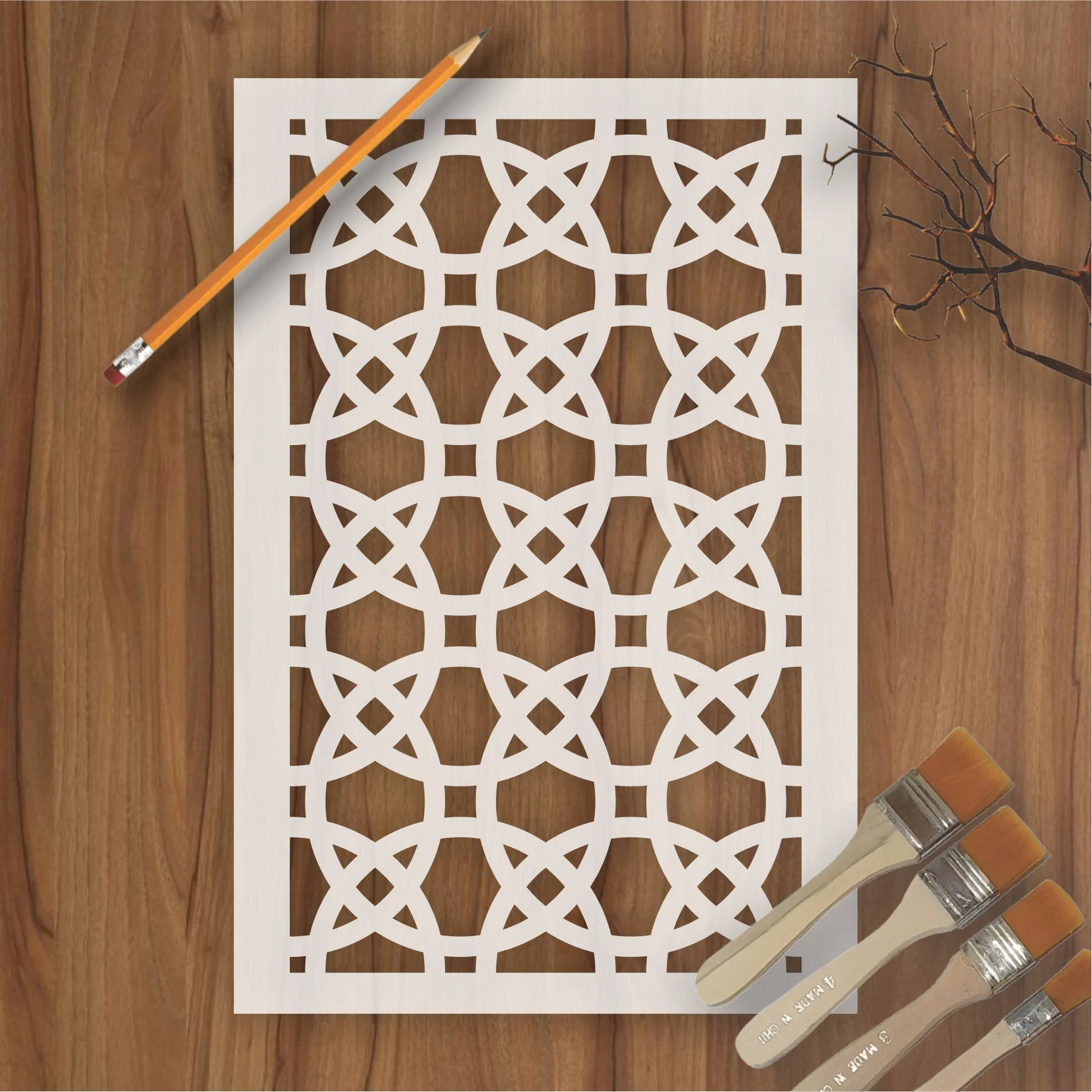 Chain Link Pattern Reusable Stencil For Canvas And Wall Painting.ID#212G