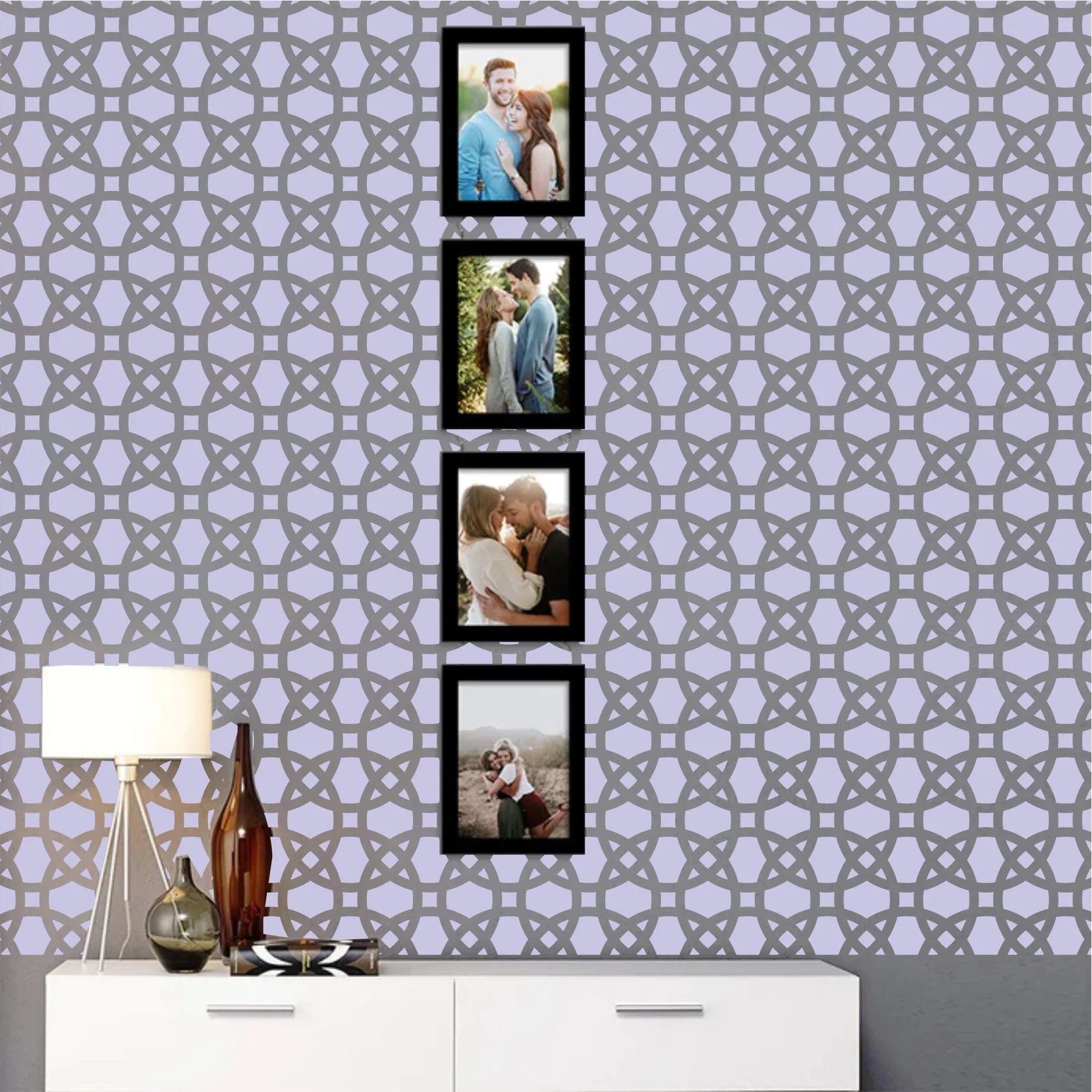 Chain Link Pattern Reusable Stencil For Canvas And Wall Painting.ID#212G - Image 3