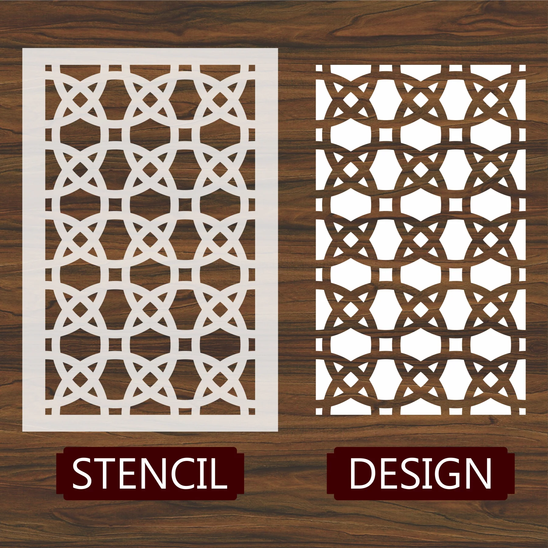 Chain Link Pattern Reusable Stencil For Canvas And Wall Painting.ID#212G - Image 4