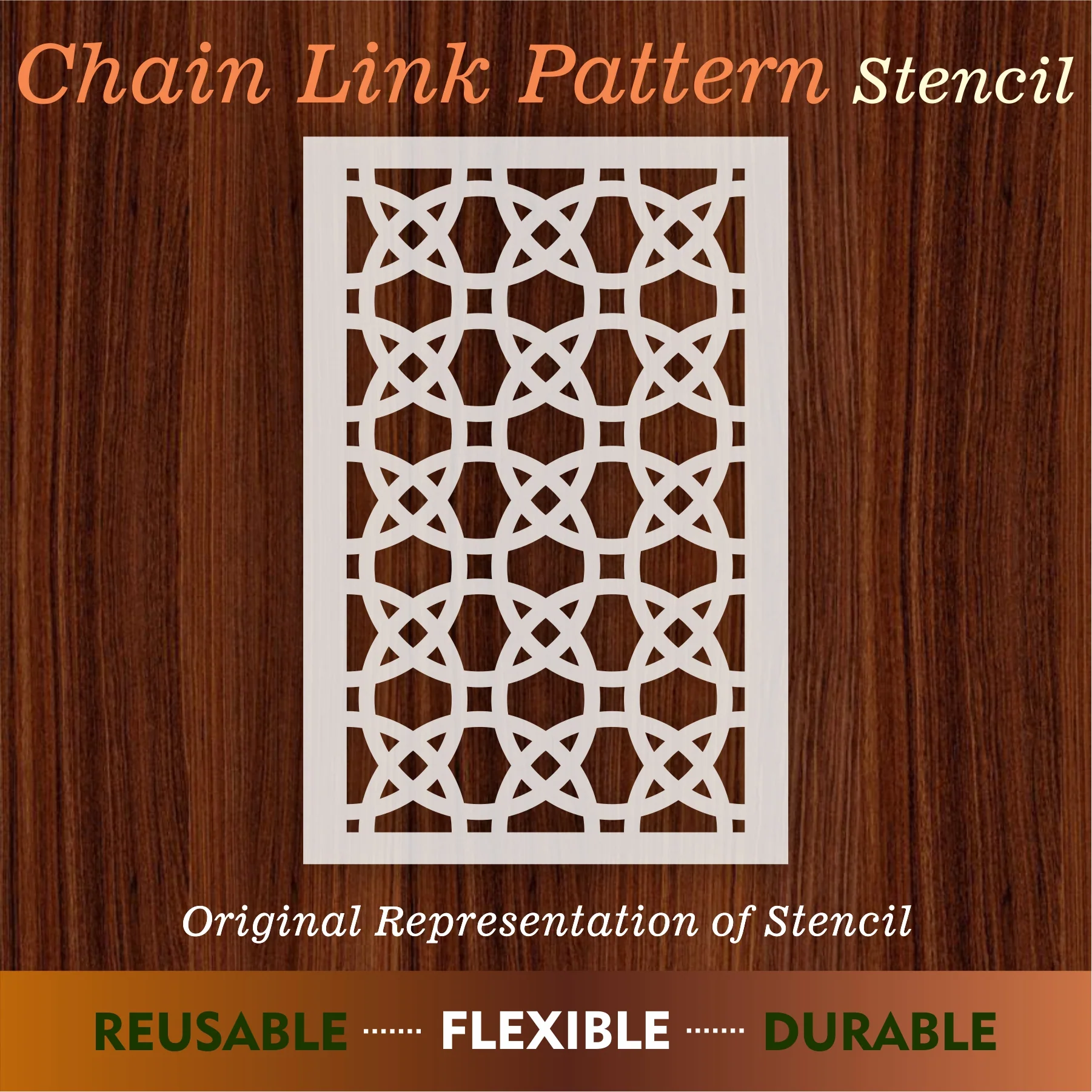 Chain Link Pattern Reusable Stencil For Canvas And Wall Painting.ID#212G - Image 7