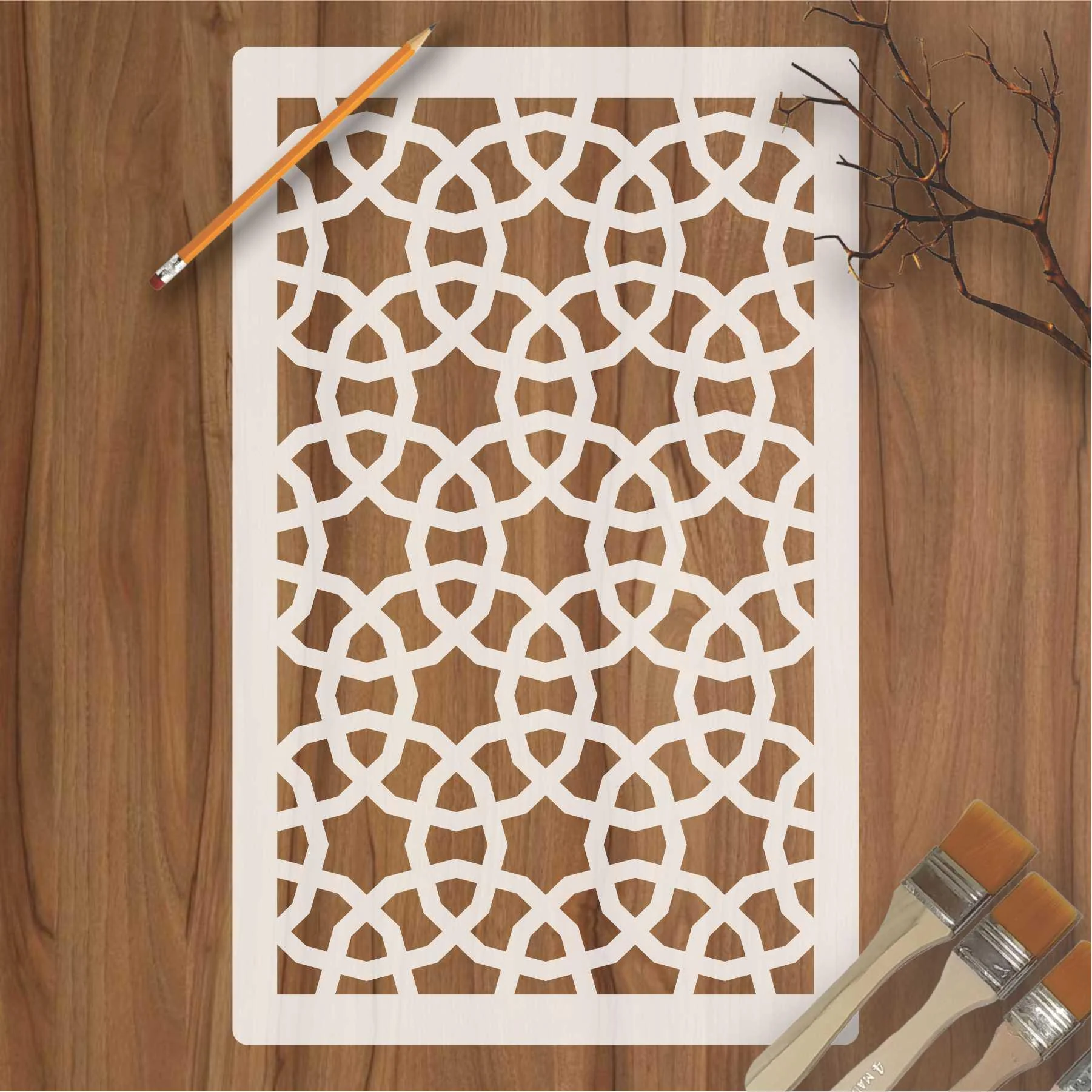 Chainmail Pattern Moroccan Fabric Reusable Stencil For Canvas And Wall Painting.ID#208E