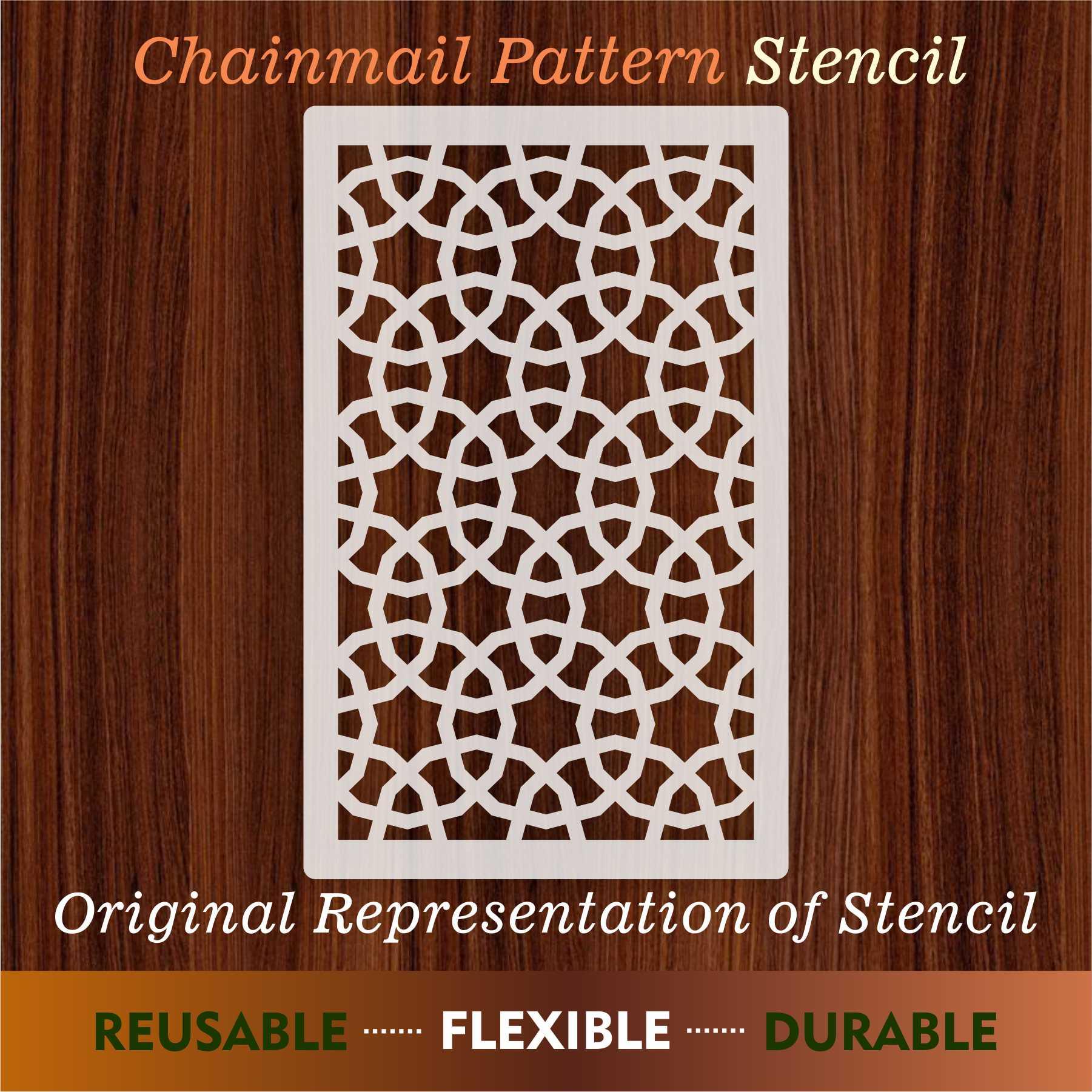 Chainmail Pattern Moroccan Fabric Reusable Stencil For Canvas And Wall Painting.ID#208E - Image 10
