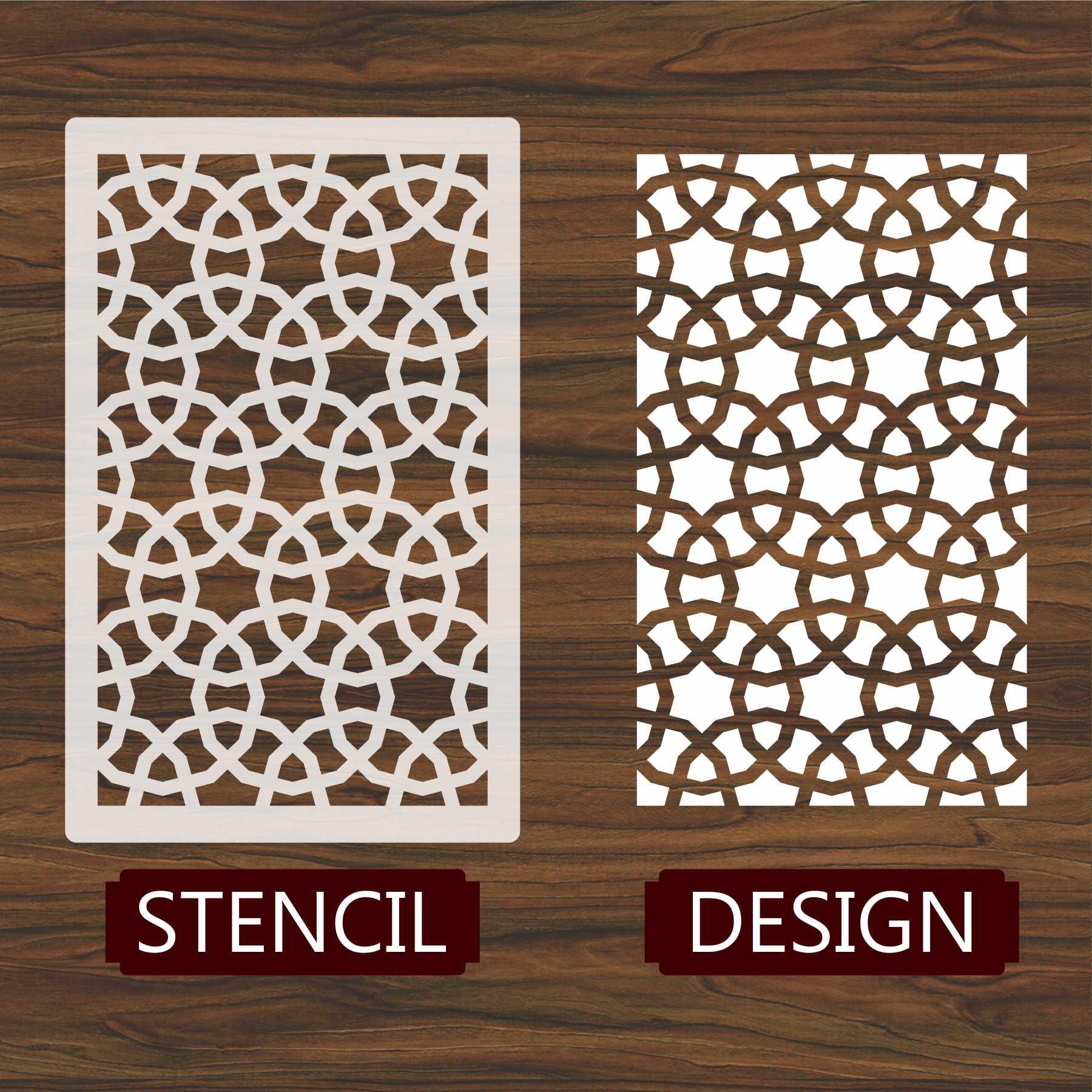 Chainmail Pattern Moroccan Fabric Reusable Stencil For Canvas And Wall Painting.ID#208E - Image 3