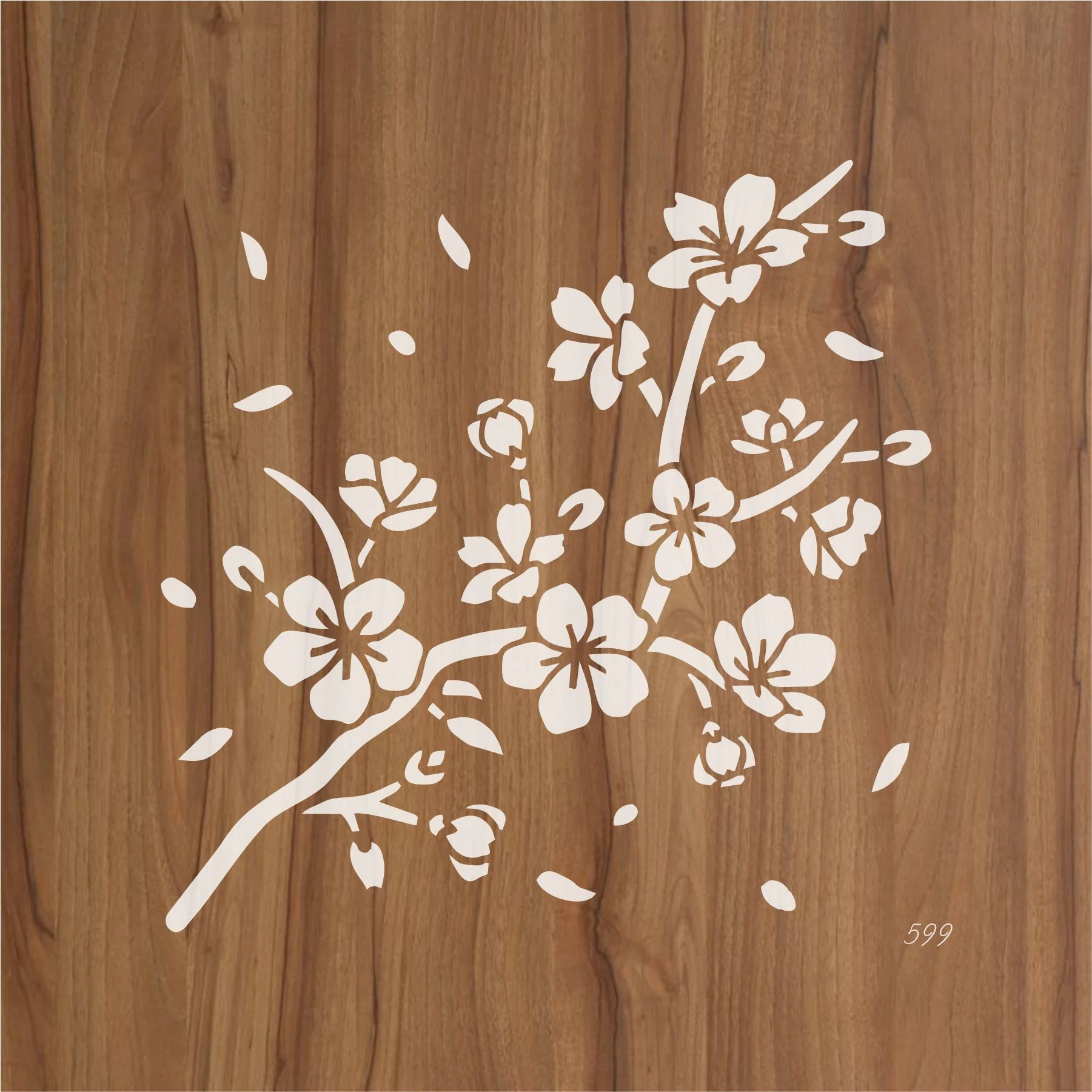Cherry Blossom Branch Stencil for Walls, Furniture & Fabric – Japanese Floral Design – ID#599 - Image 3