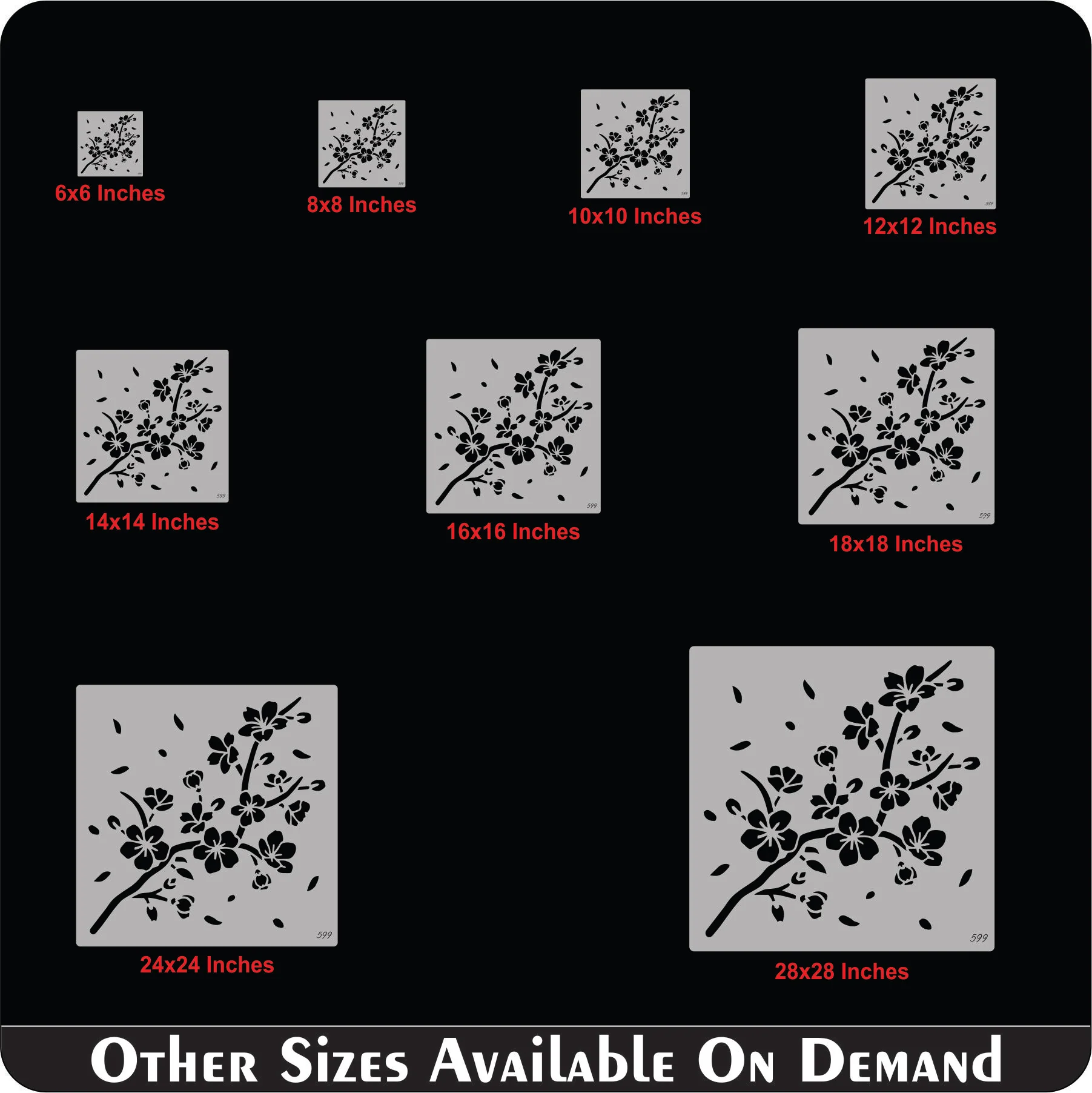 Cherry Blossom Branch Stencil for Walls, Furniture & Fabric – Japanese Floral Design – ID#599 - Image 5