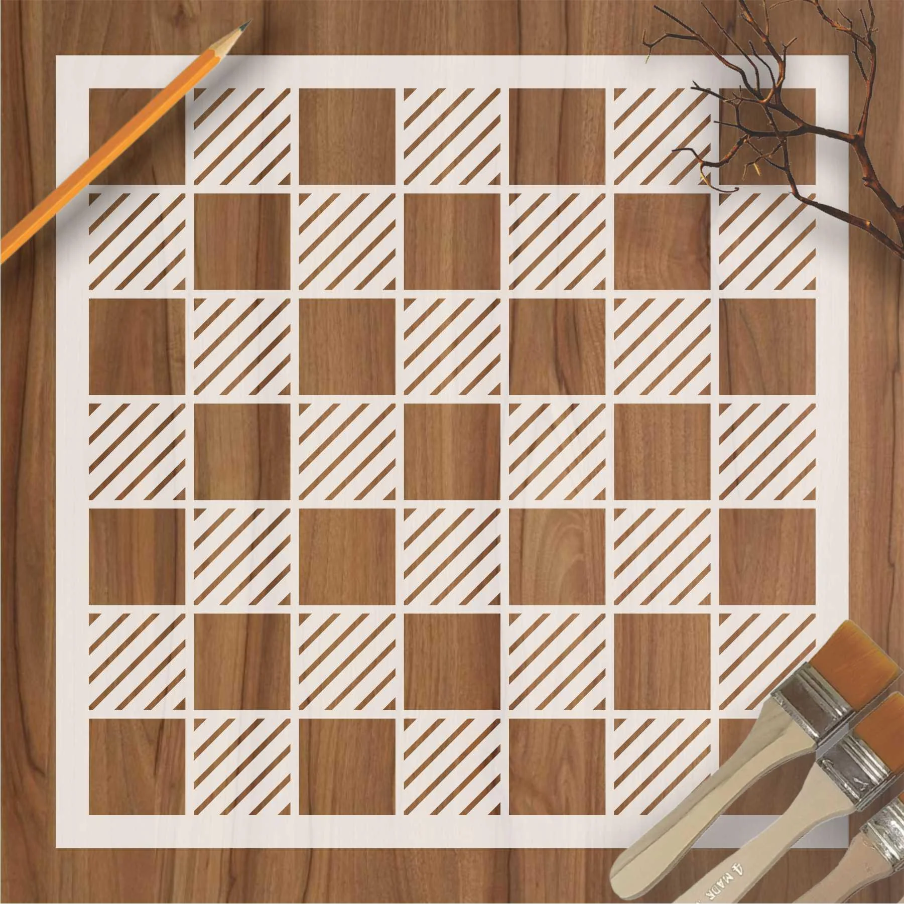 Chess board Lines Reusable Stencil For Canvas And Wall Painting.ID# 447
