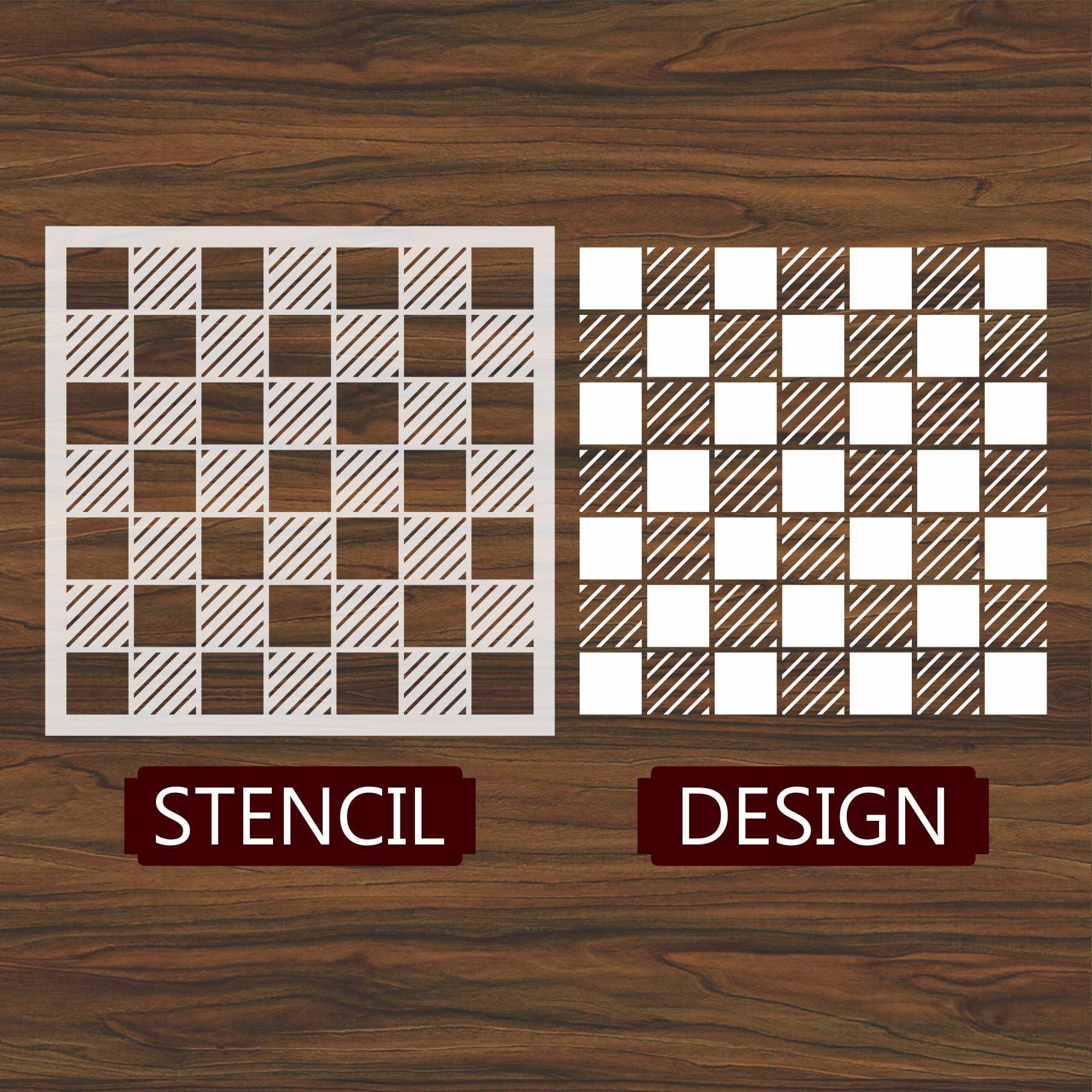 Chess board Lines Reusable Stencil For Canvas And Wall Painting.ID# 447 - Image 4