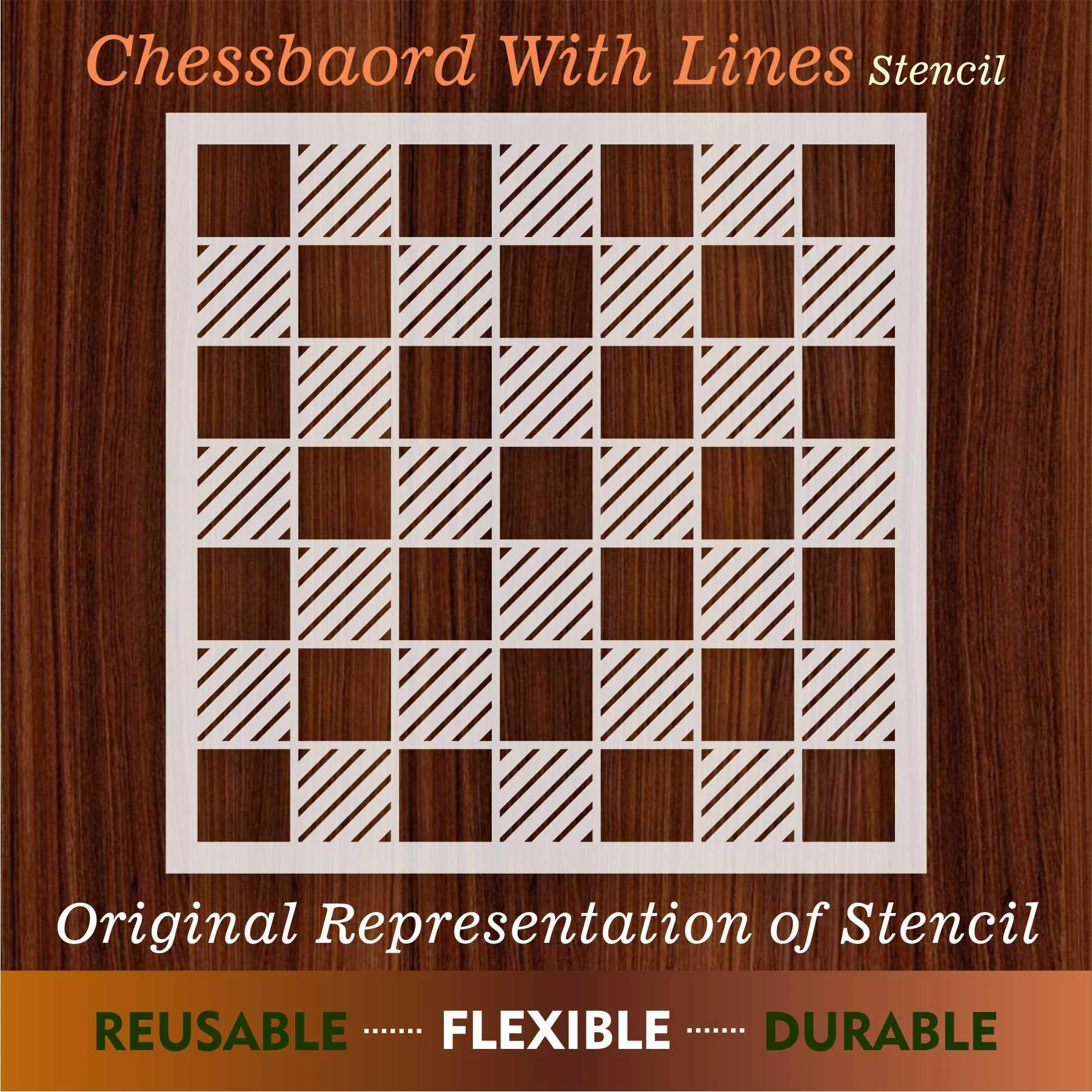 Chess board Lines Reusable Stencil For Canvas And Wall Painting.ID# 447 - Image 7