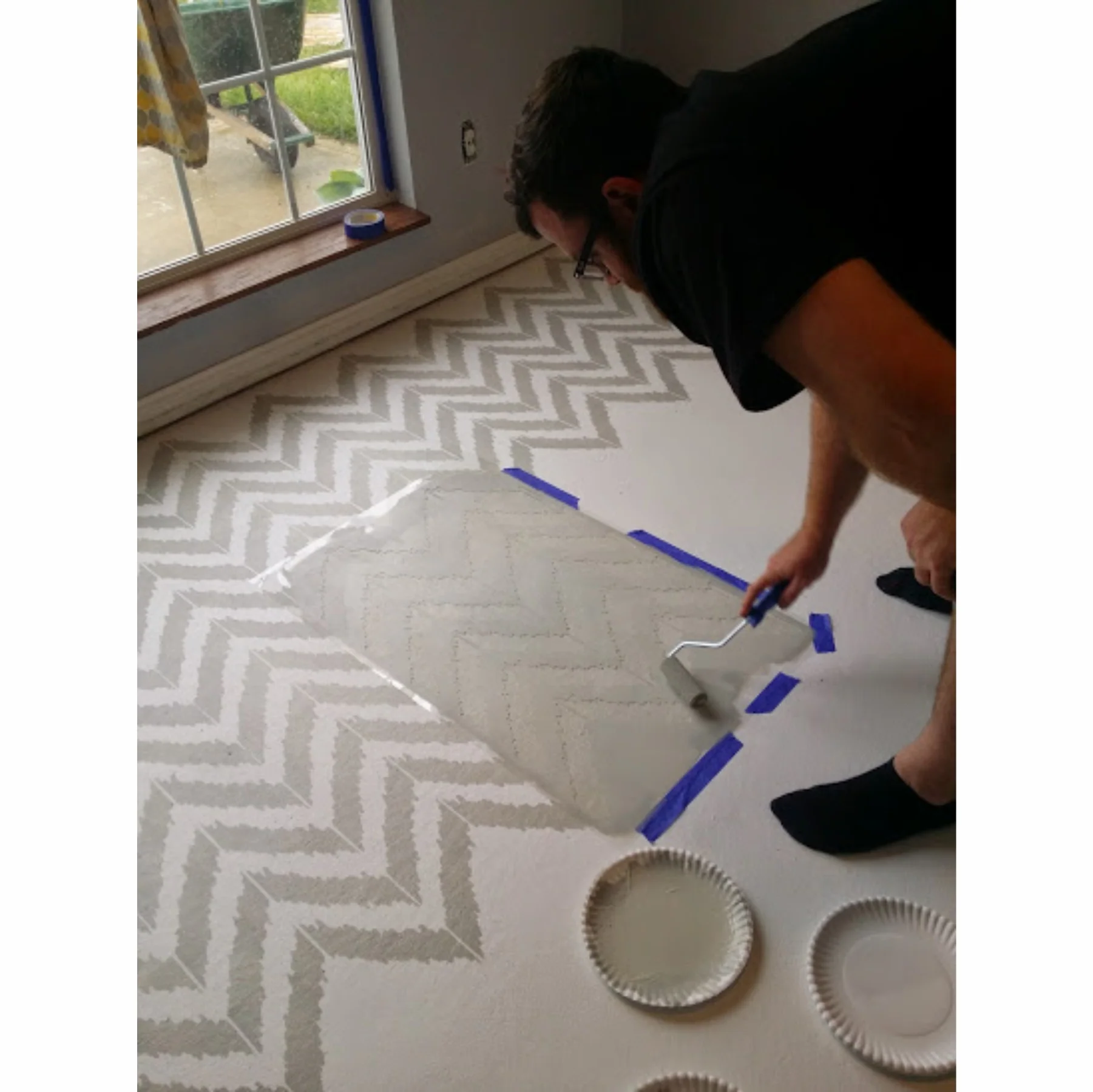 Chevron Pattern Reusable Stencil For Canvas And Wall Painting.ID#212F - Image 3
