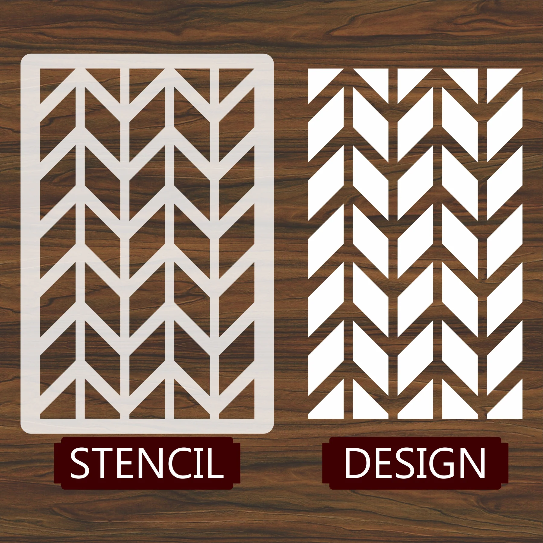 Chevron Pattern Reusable Stencil For Canvas And Wall Painting.ID#212F - Image 4