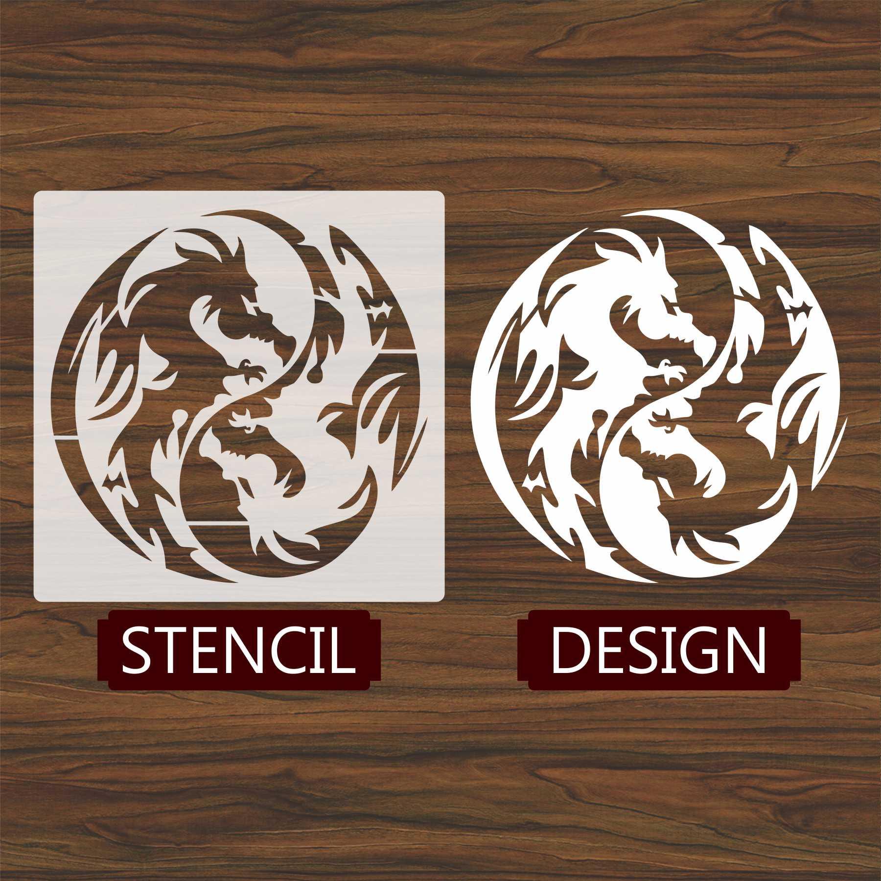 Chinese Dragon Reusable Stencil for Canvas and wall painting.ID# 436 - Image 2