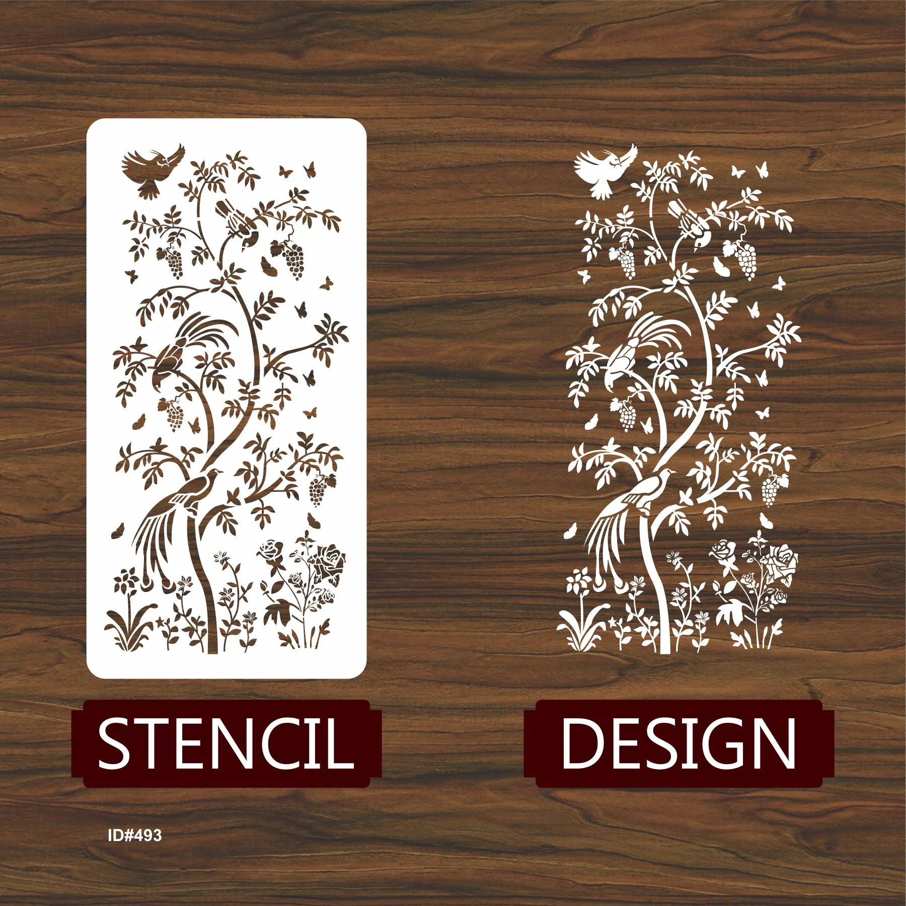 Chinoiserie Stencil Large Floral Wall Stencil,Reusable Flower Painting Stencil for Walls. ID #493 - Image 4