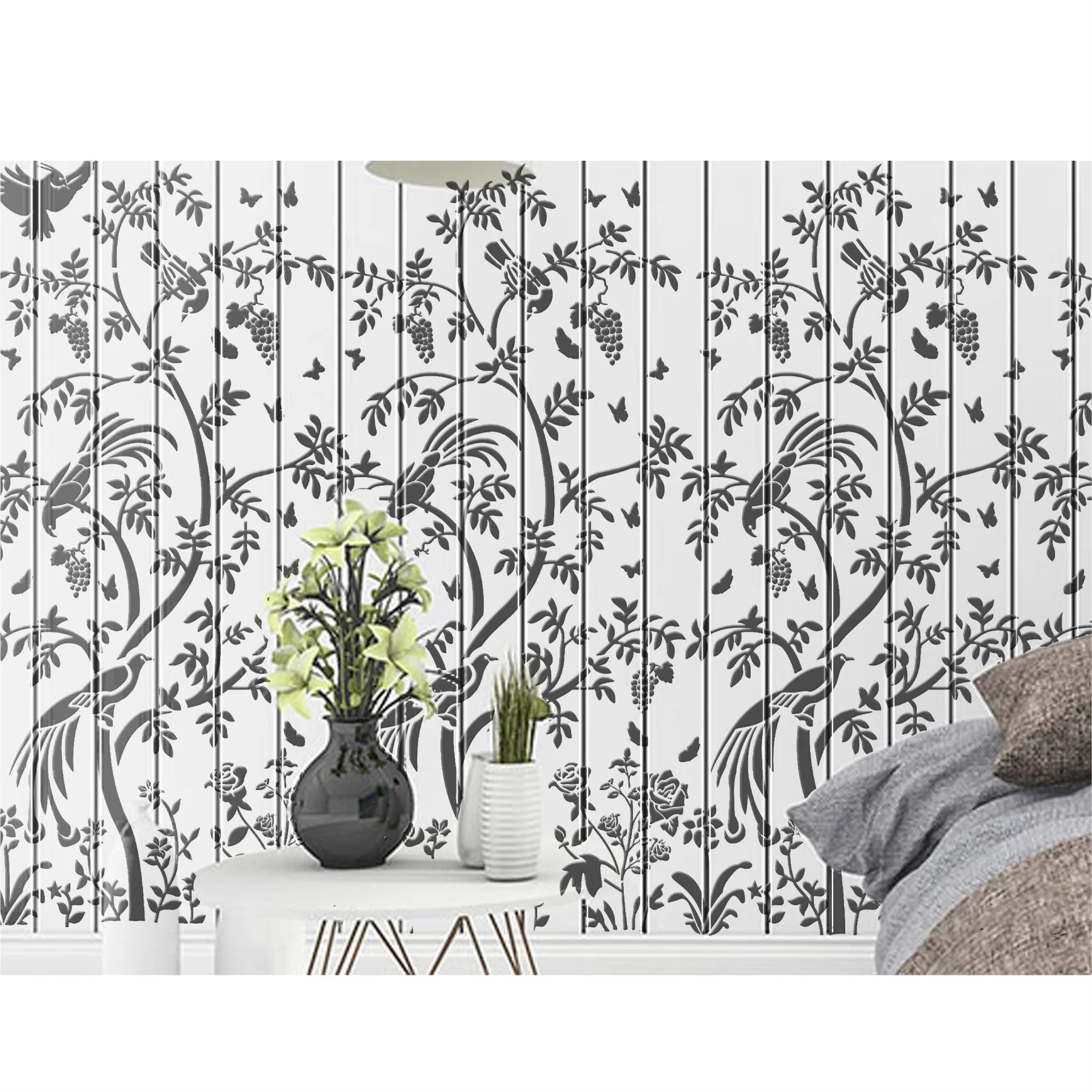Chinoiserie Stencil Large Floral Wall Stencil,Reusable Flower Painting Stencil for Walls. ID #493 - Image 5