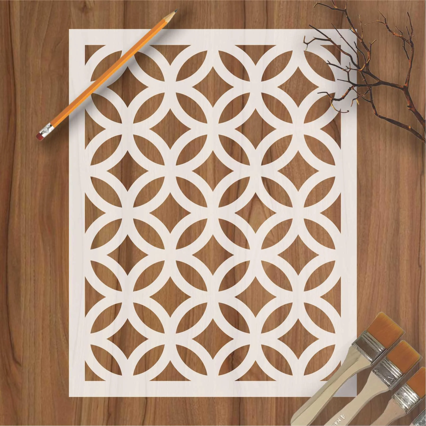 Circule And Diamond Pattern Reusable Stencil For Canvas And Wall Painting.ID#208I
