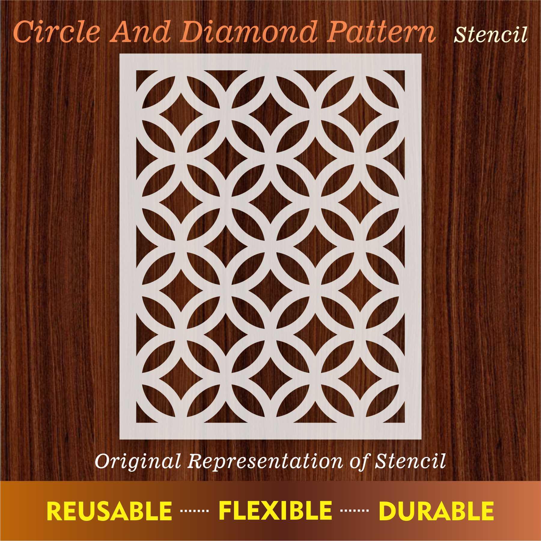 Circule And Diamond Pattern Reusable Stencil For Canvas And Wall Painting.ID#208I - Image 10