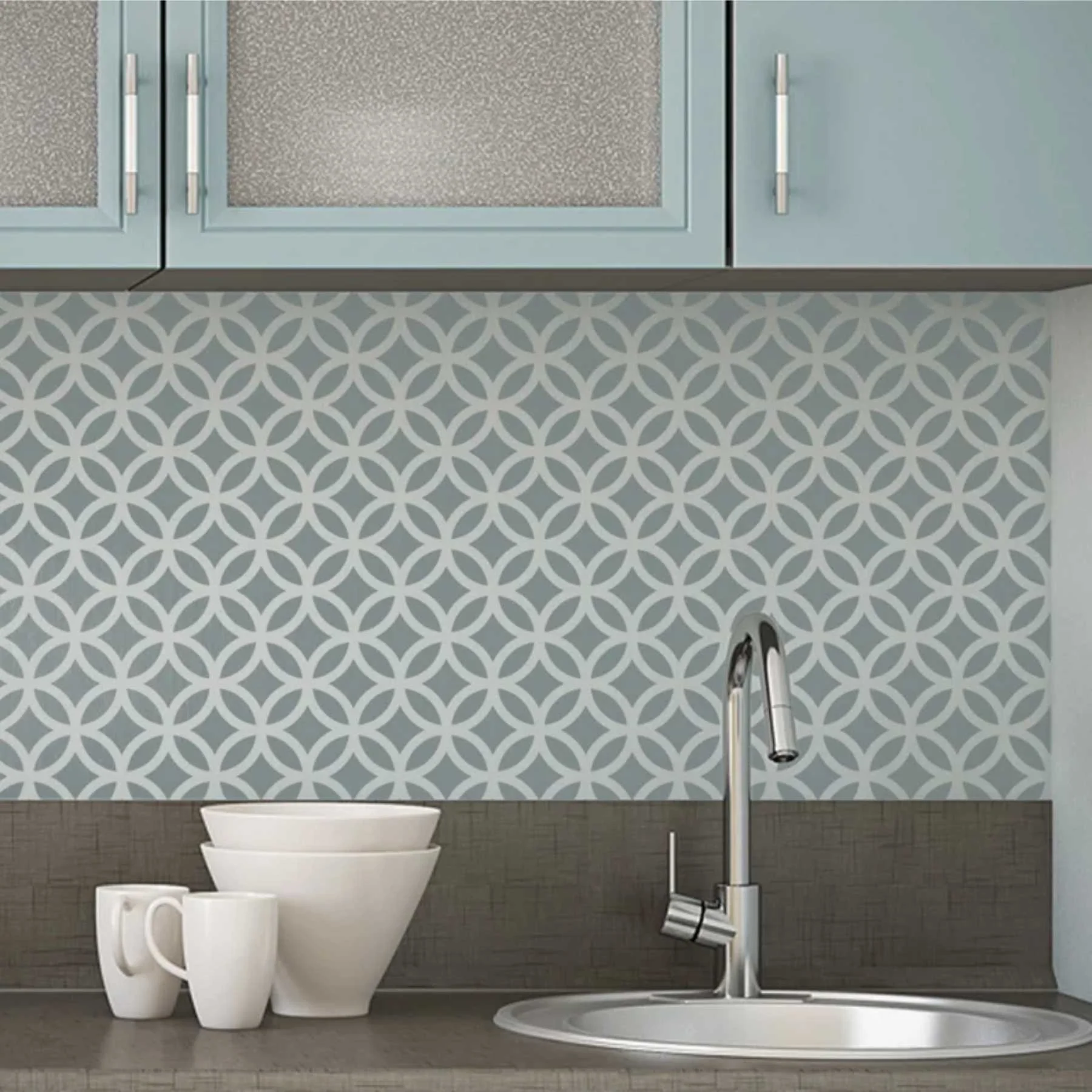 Circule And Diamond Pattern Reusable Stencil For Canvas And Wall Painting.ID#208I - Image 3