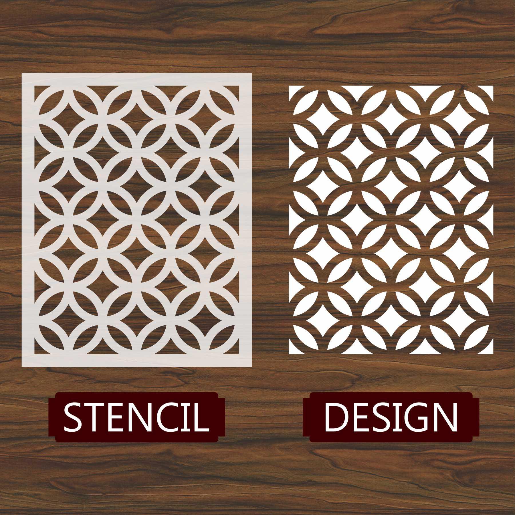 Circule And Diamond Pattern Reusable Stencil For Canvas And Wall Painting.ID#208I - Image 4