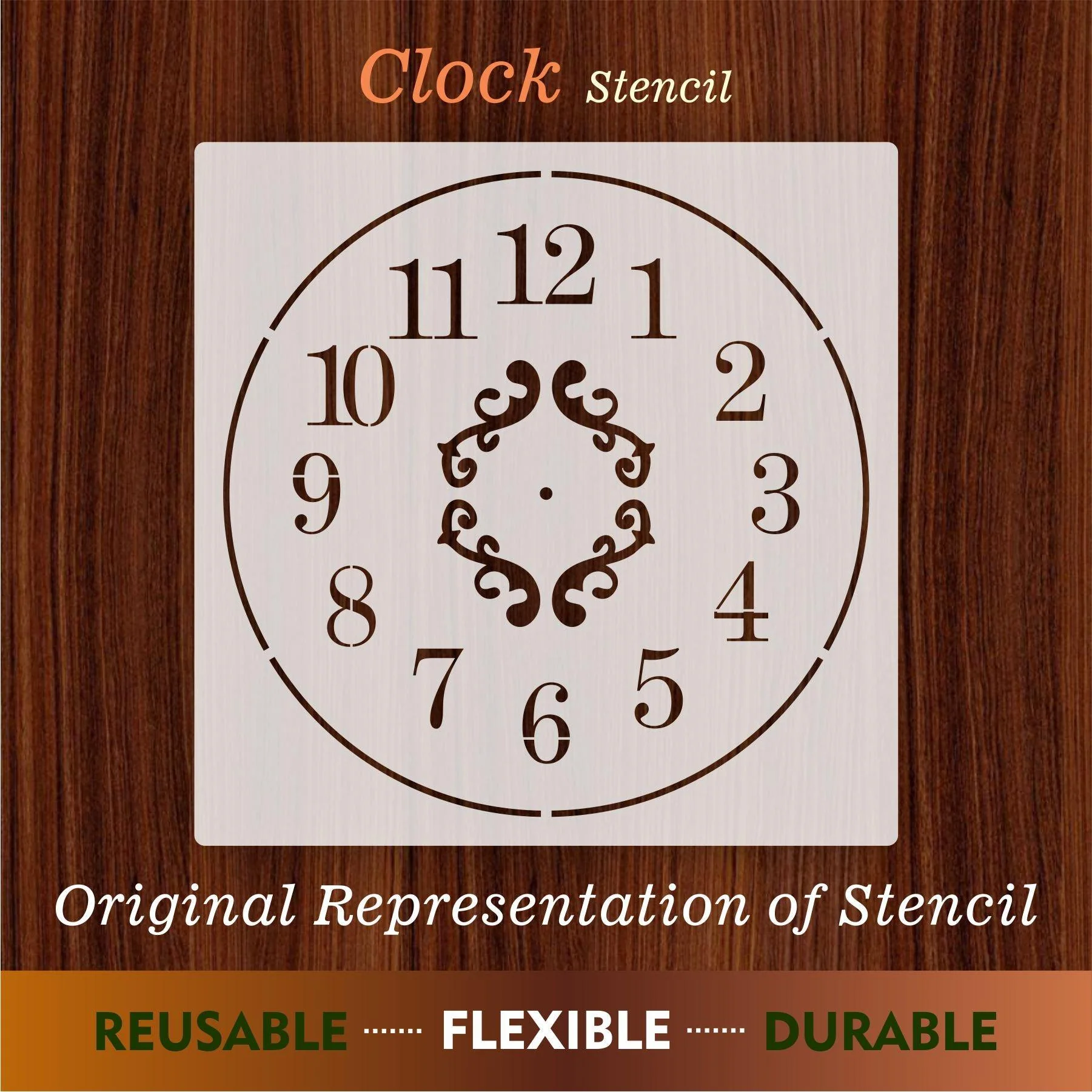 Clock Reusable Stencil For Canvas And Wall Painting