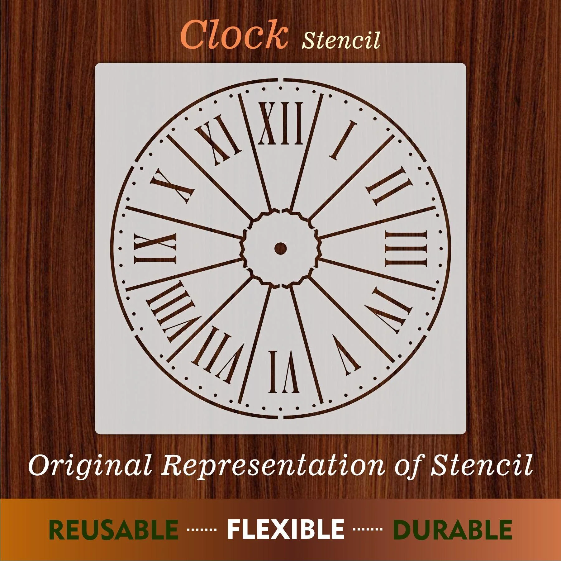 Clock Reusable Stencil For Canvas And Wall Painting
