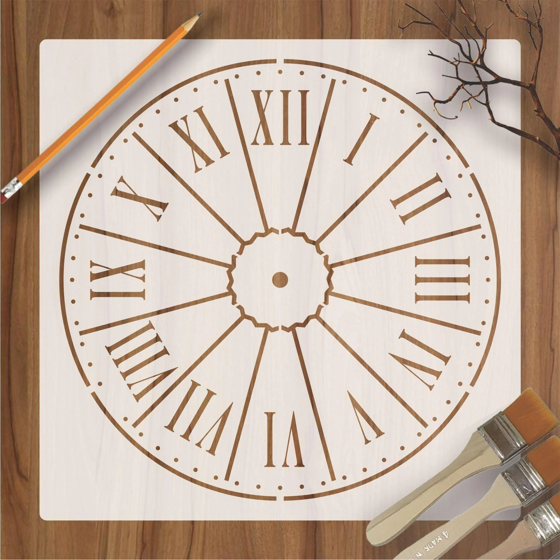 Clock Reusable Stencil For Canvas And Wall Painting - Image 2