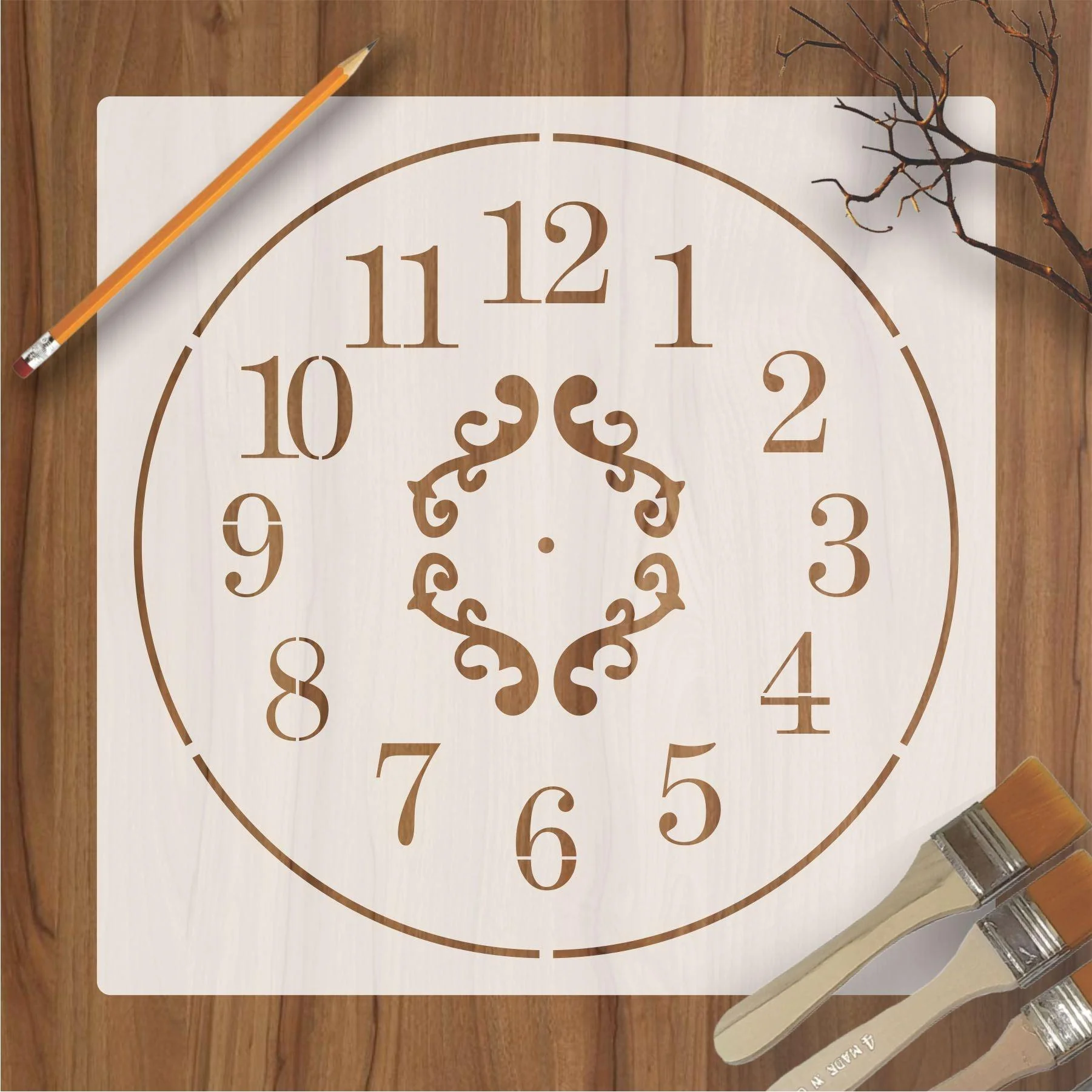 Clock Reusable Stencil For Canvas And Wall Painting - Image 2