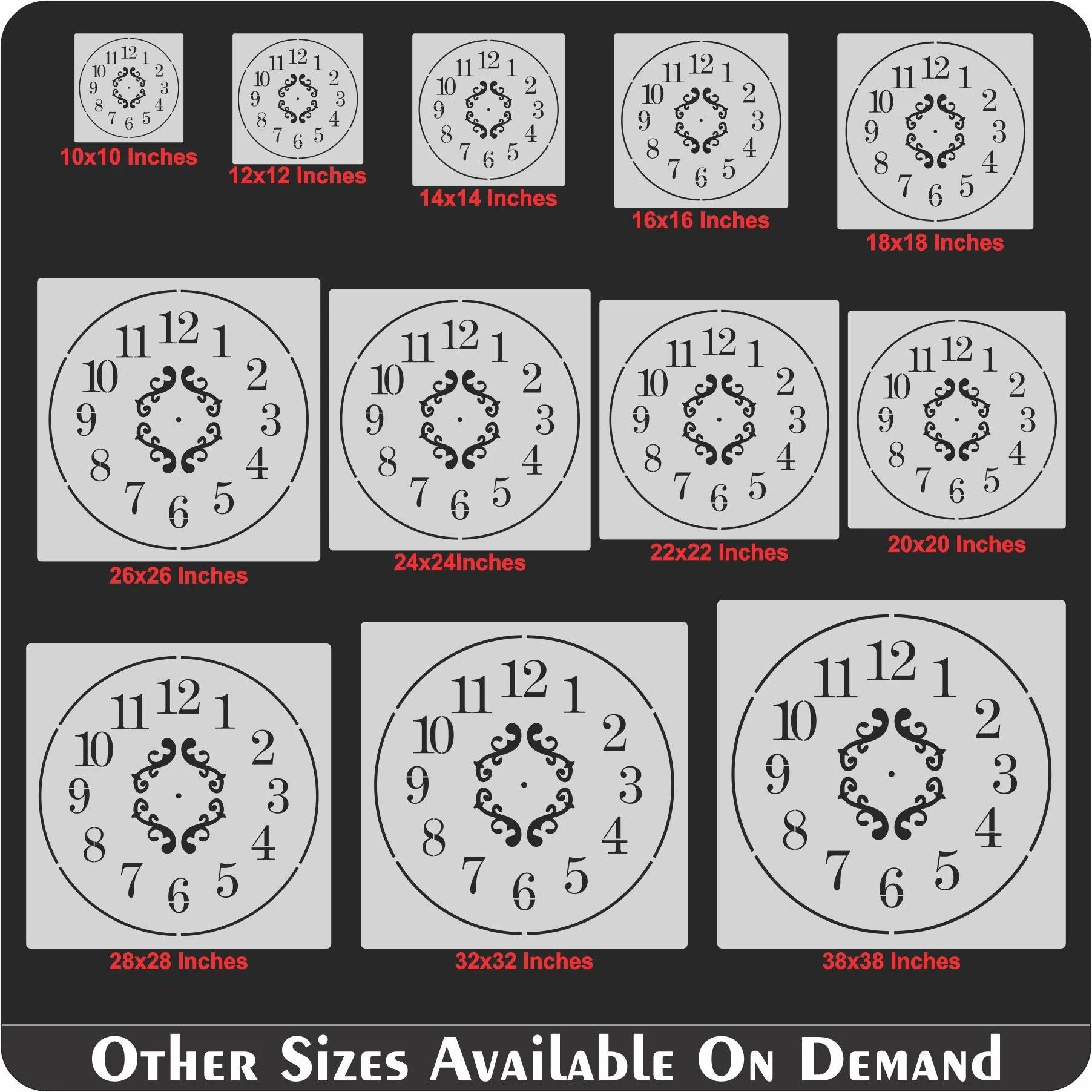 Clock Reusable Stencil For Canvas And Wall Painting - Image 9