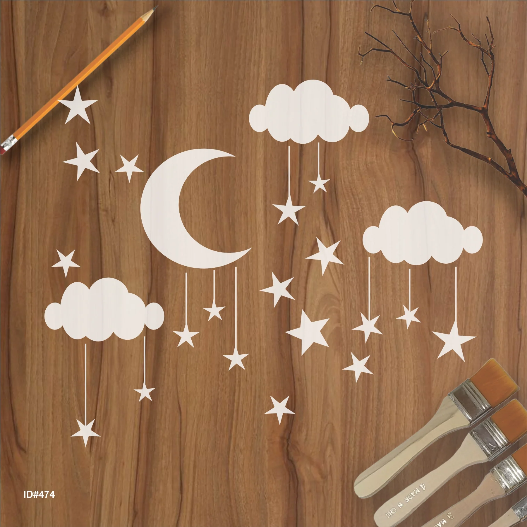 Cloud Reusable Stencil For Canvas And Wall Painting.ID #474