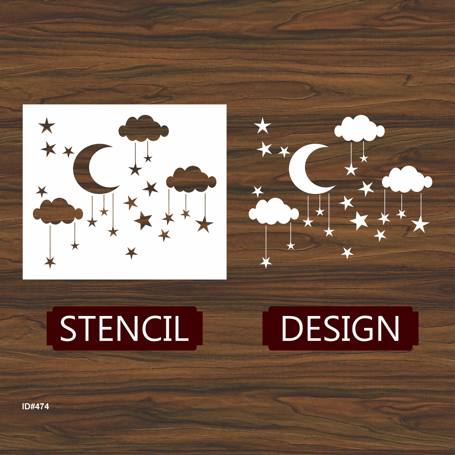 Cloud Reusable Stencil For Canvas And Wall Painting.ID #474 - Image 4