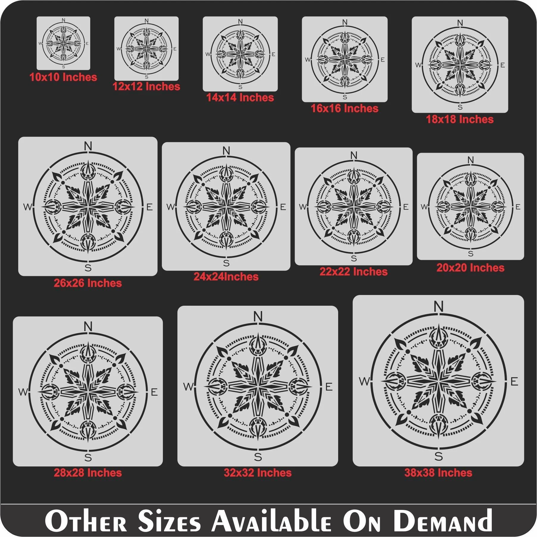 Compass Mandala Reusable Stencil For Canvas And Wall Painting - Image 9